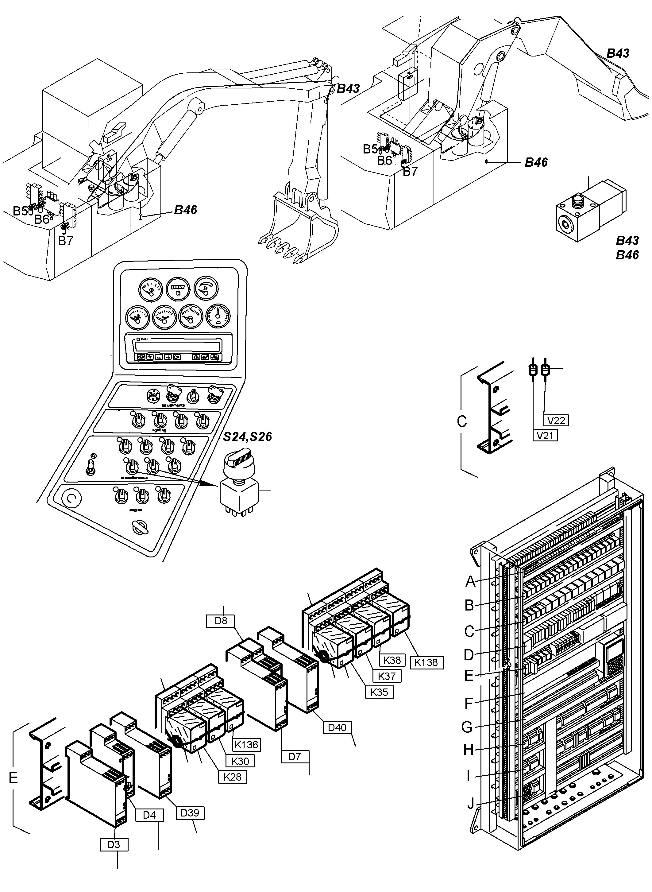 Komatsu parts book diagram for PC3000-6 S/N 06280: ELECTRICAL PARTS LUBRICATION