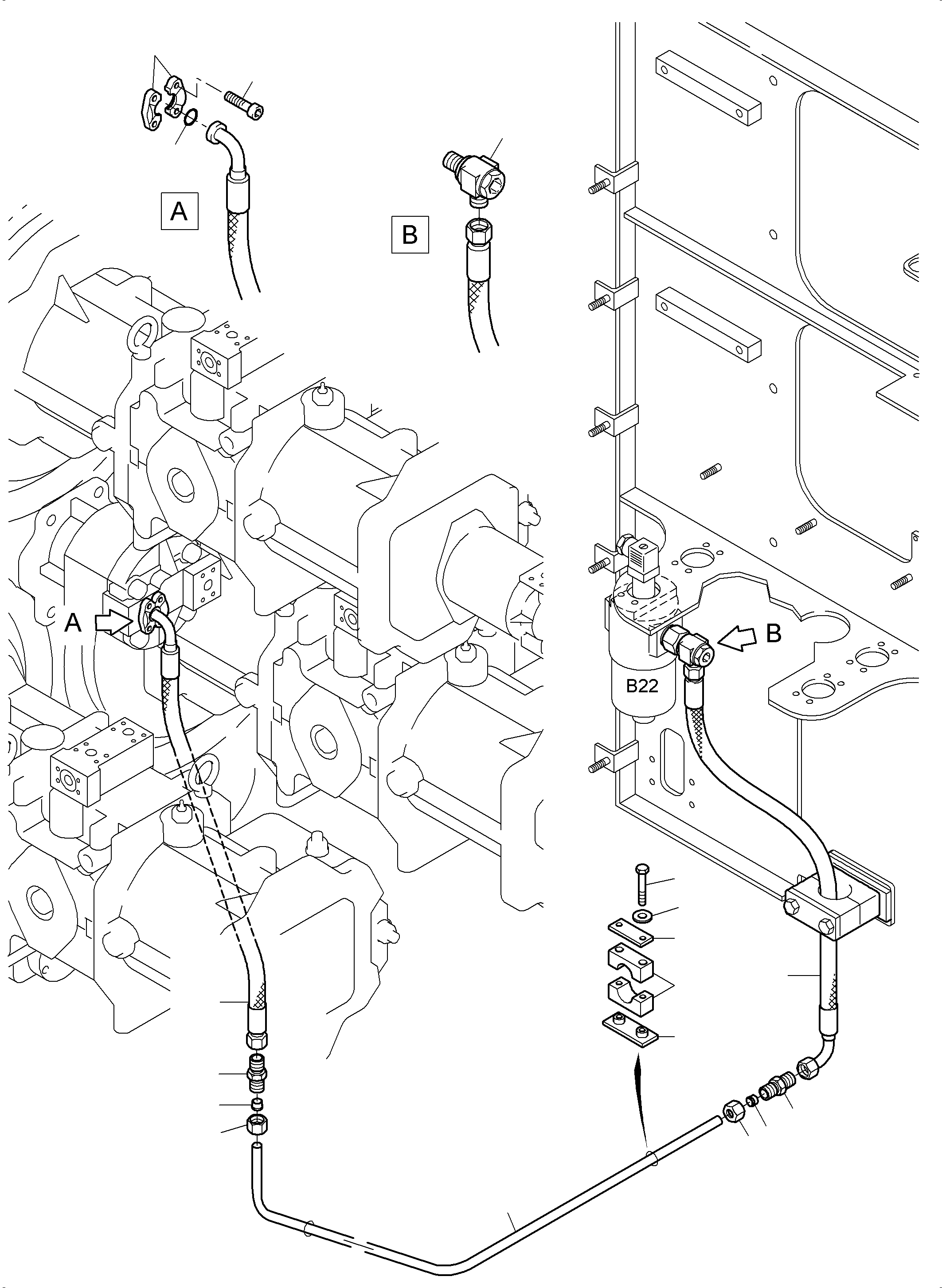 Excavators Mining Komatsu / PC 3000-6 06 302 31.07.2014(G06302) / Pressure Lines (P) -Control Oil Pump(485-1838d : 485-1838d)
