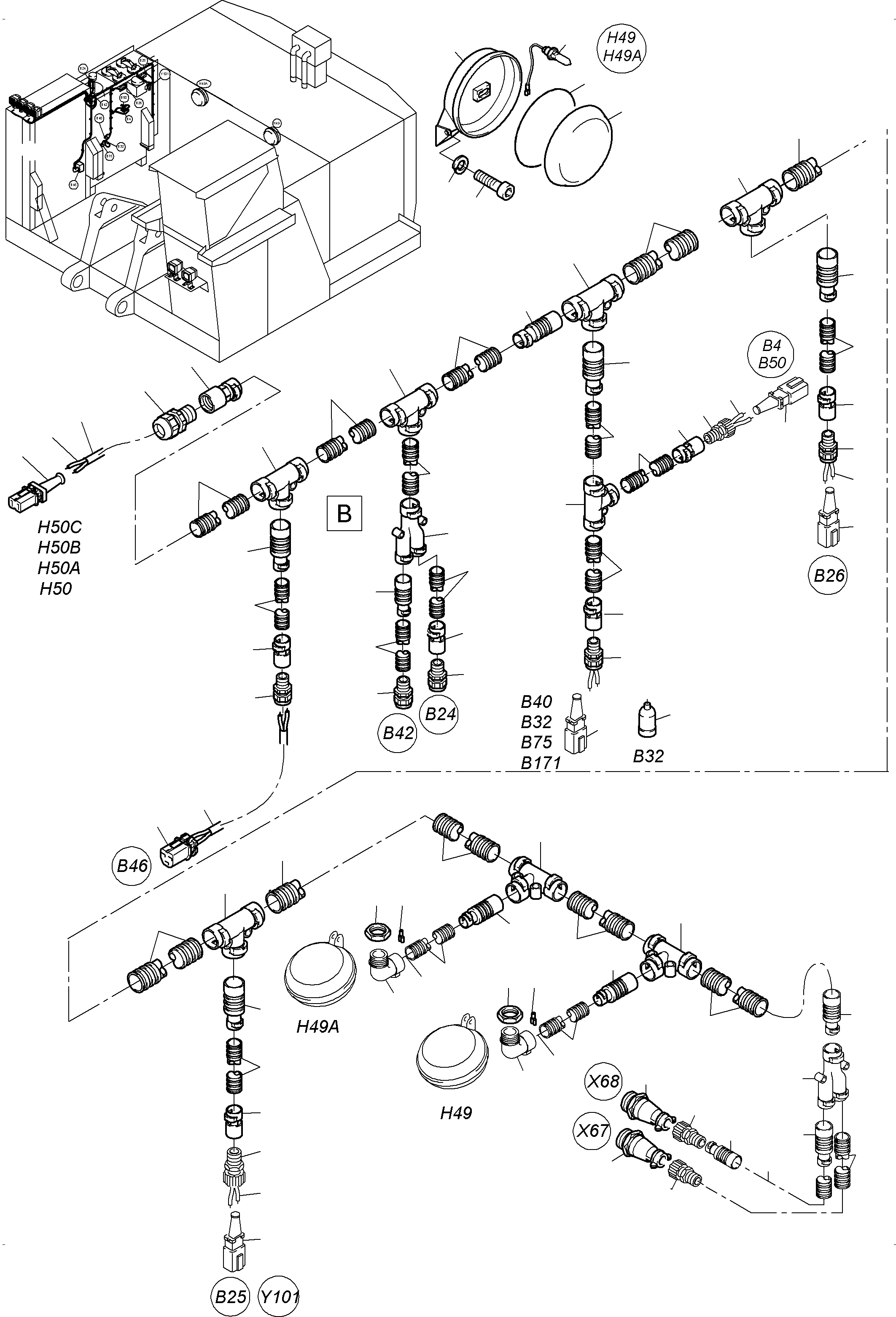 Excavators Mining Komatsu / PC 3000-6 06 302 31.07.2014(G06302) / Cables - Oil Tank and Switch(485-2138k : 485-2138k)