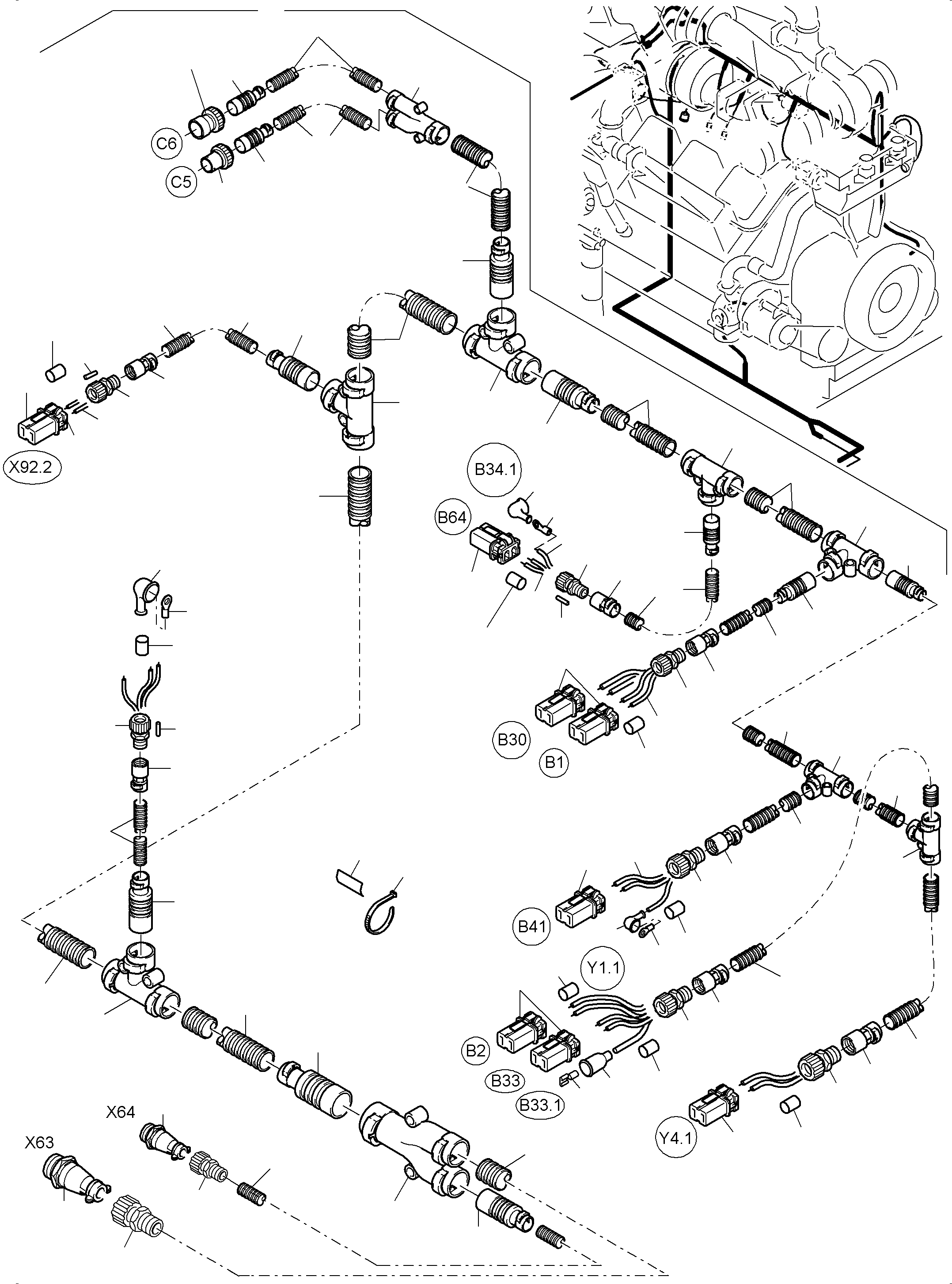 Excavators Mining Komatsu / PC 3000-6 06 302 31.07.2014(G06302) / Cables - Engine KOMTRAX(485-2185i : 485-2185i)