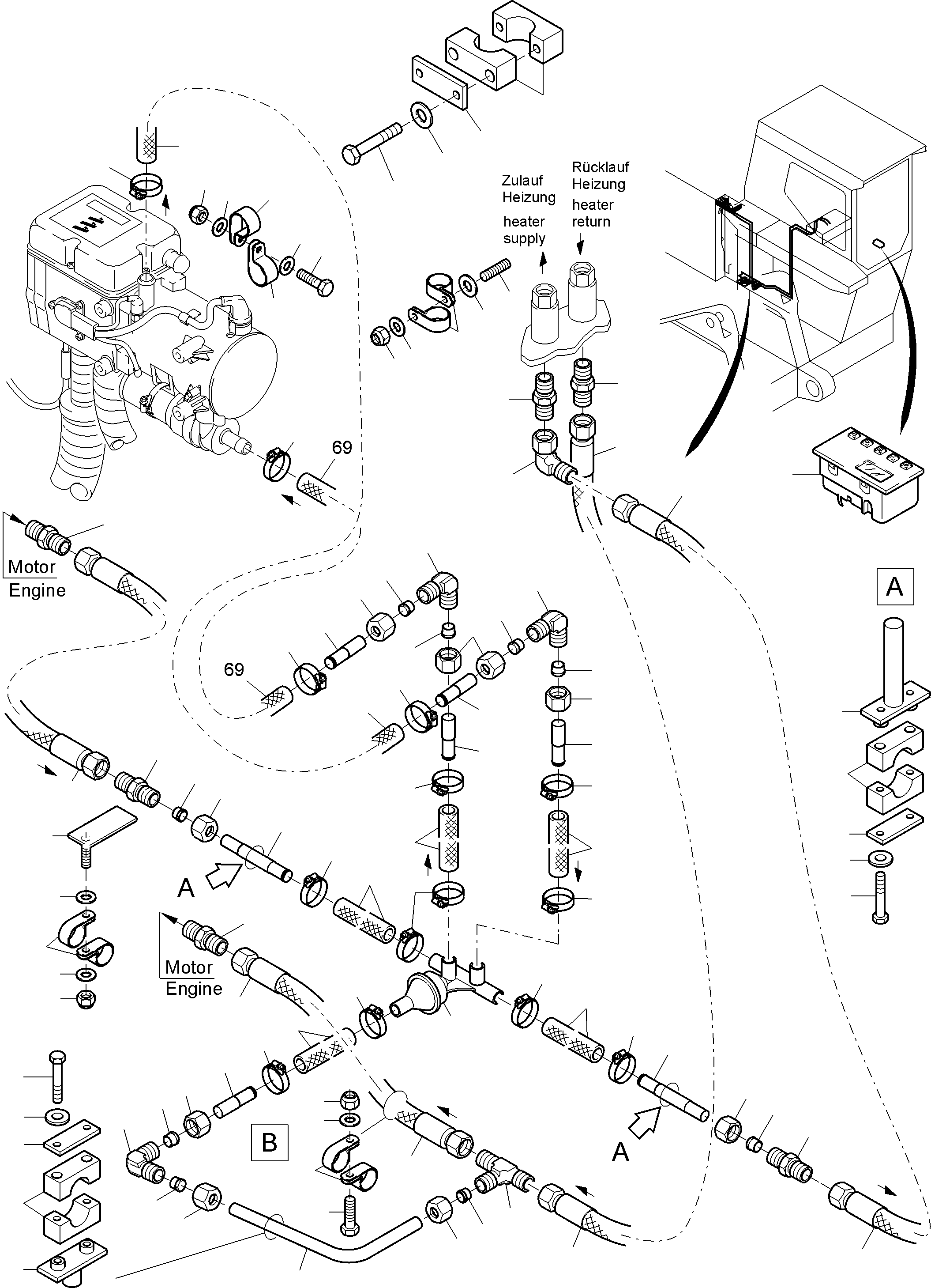 Excavators Mining Komatsu / PC3000-6 S/N 06311(G06311) / Additional Heating System Cab(485-2030e : 485-2030e)