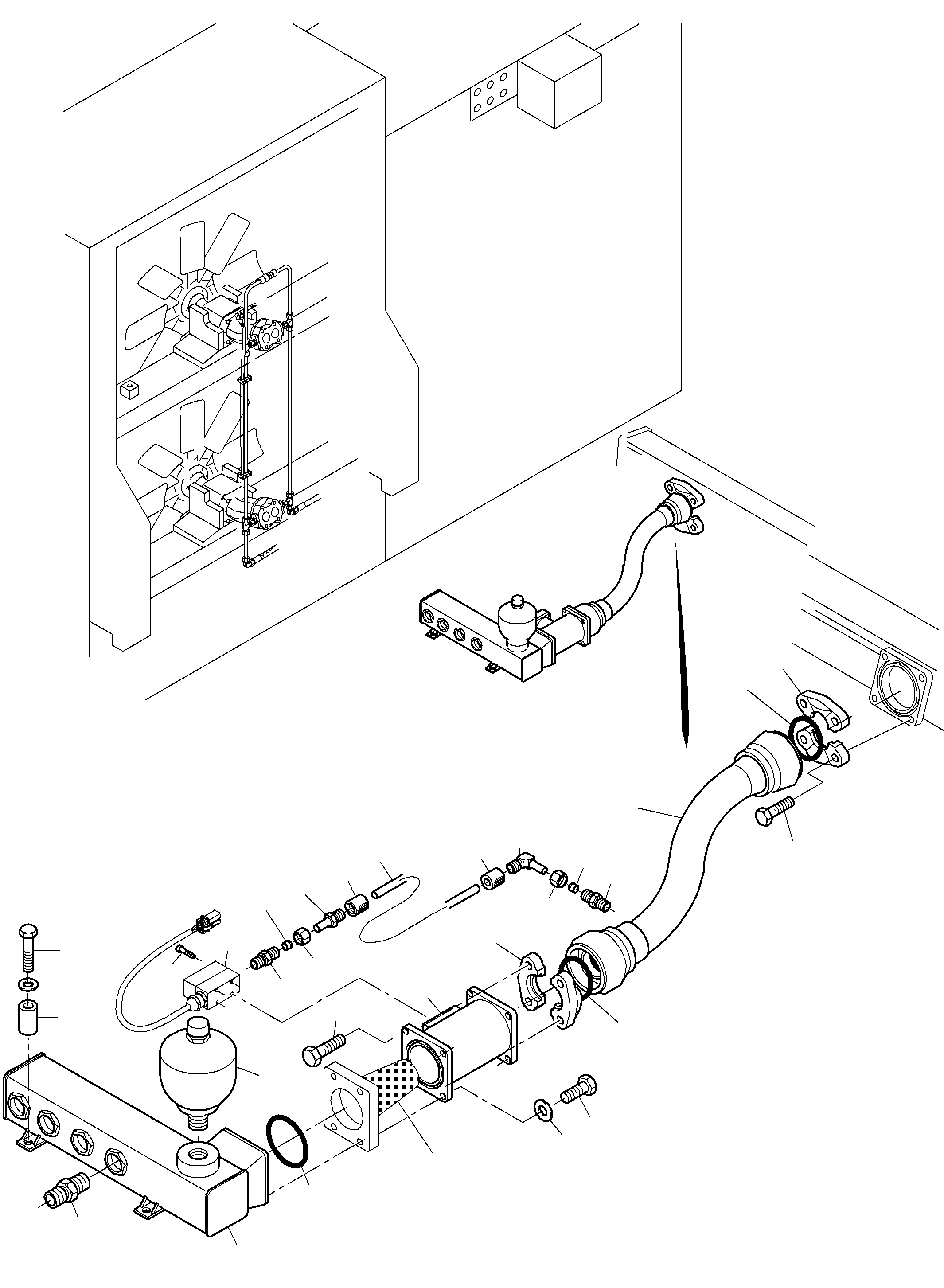 Komatsu parts book diagram for PC3000-6E S/N 06313: OIL COOLER 55 DEG. - HOSES ASSY.