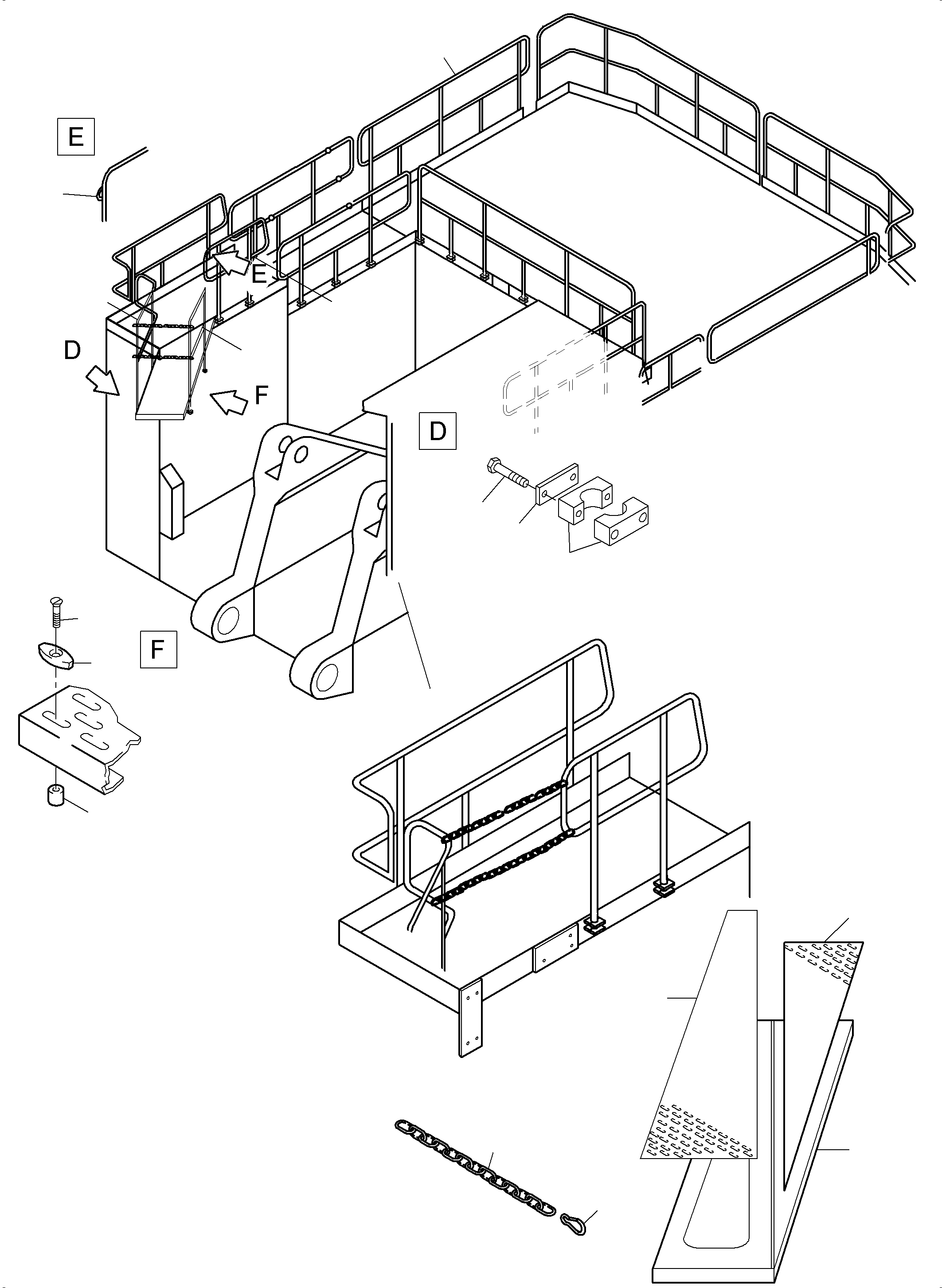 Komatsu parts book diagram for PC3000-6E S/N 06313: LADDERS AND RAILS