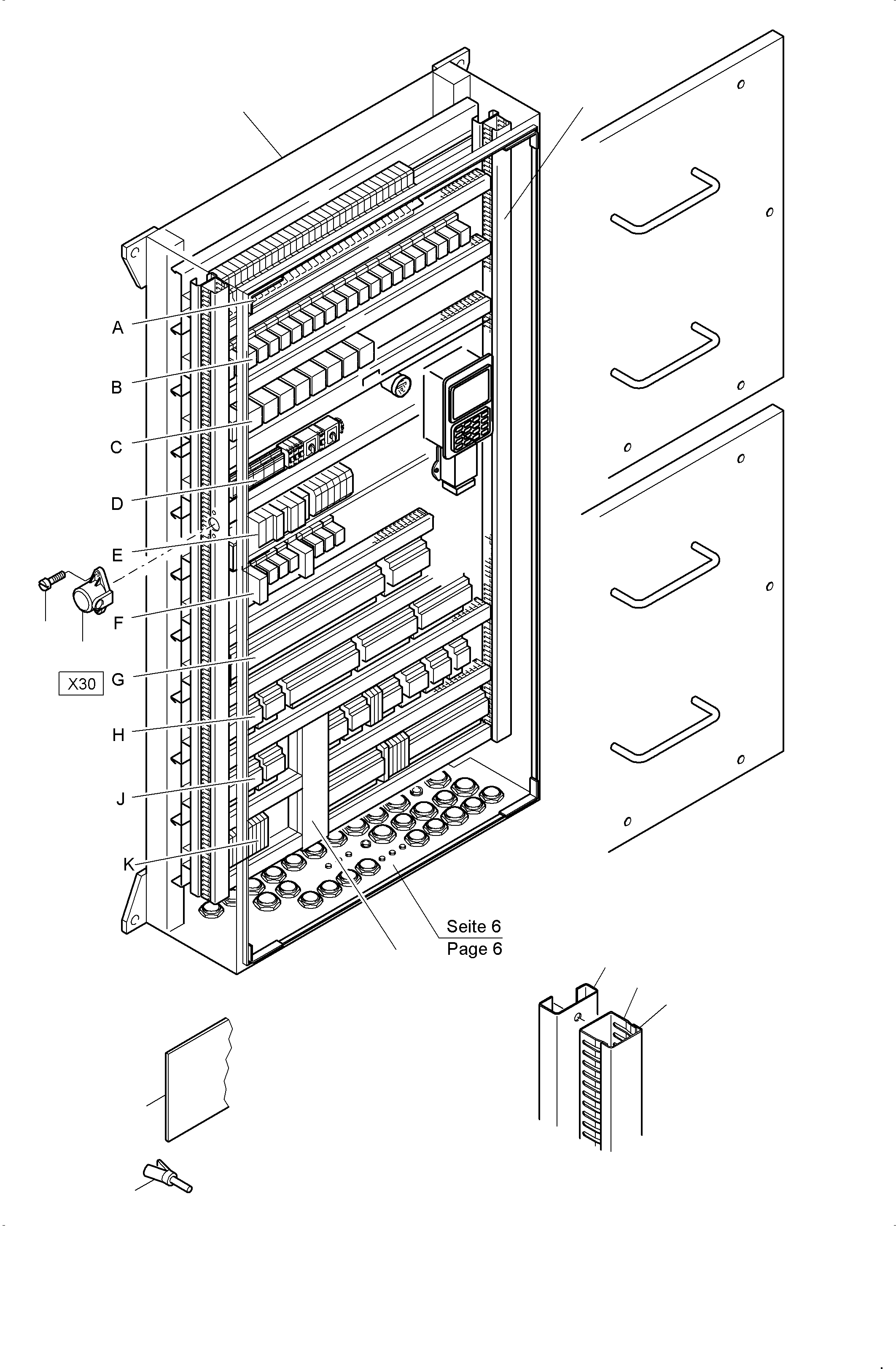 Komatsu parts book diagram for PC3000-6E S/N 06313: MAIN SWITCH BOX X2 IN CAB SUPPORT
