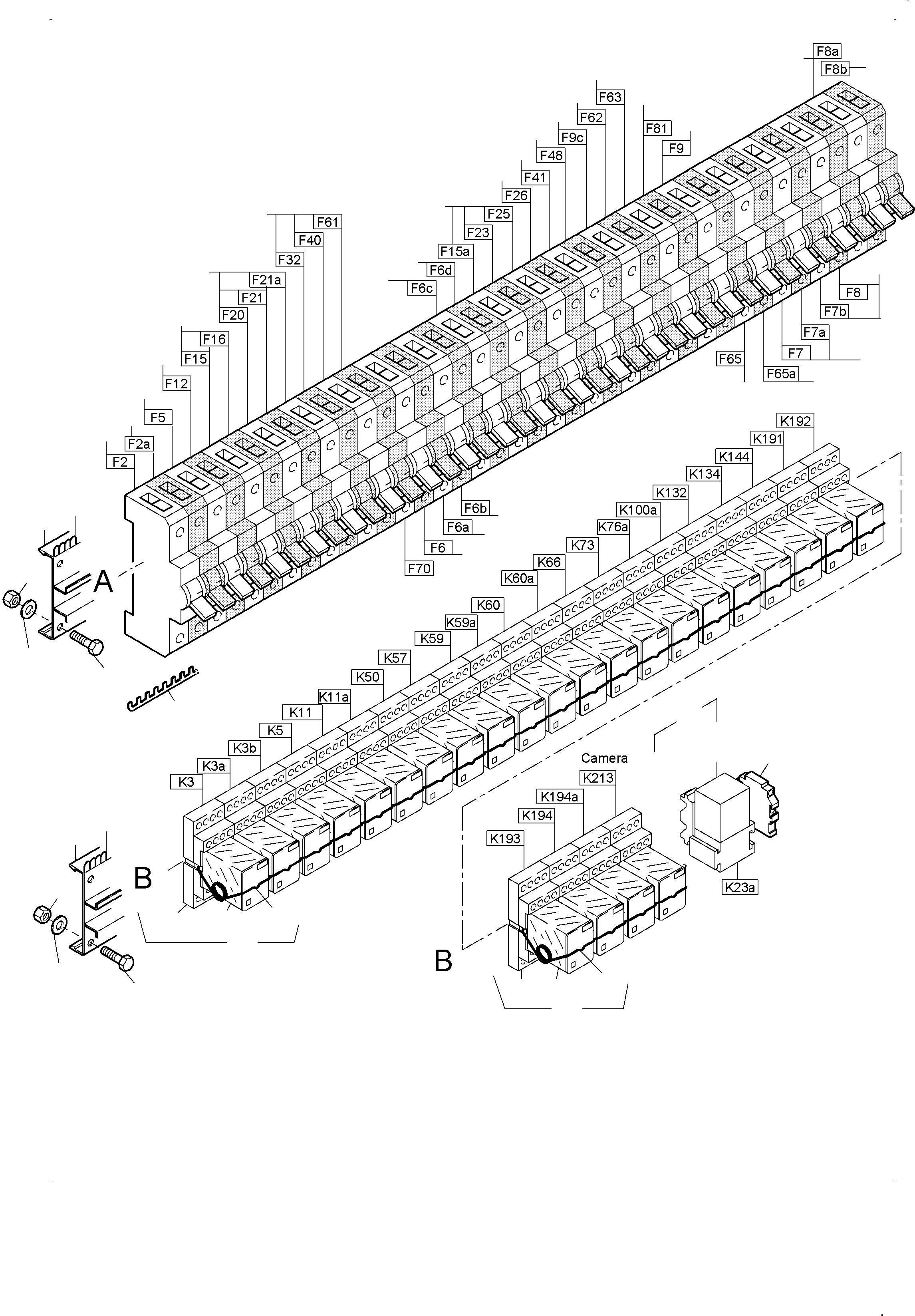 Komatsu parts book diagram for PC3000-6E S/N 06313: MAIN SWITCH BOX X2 IN CAB SUPPORT