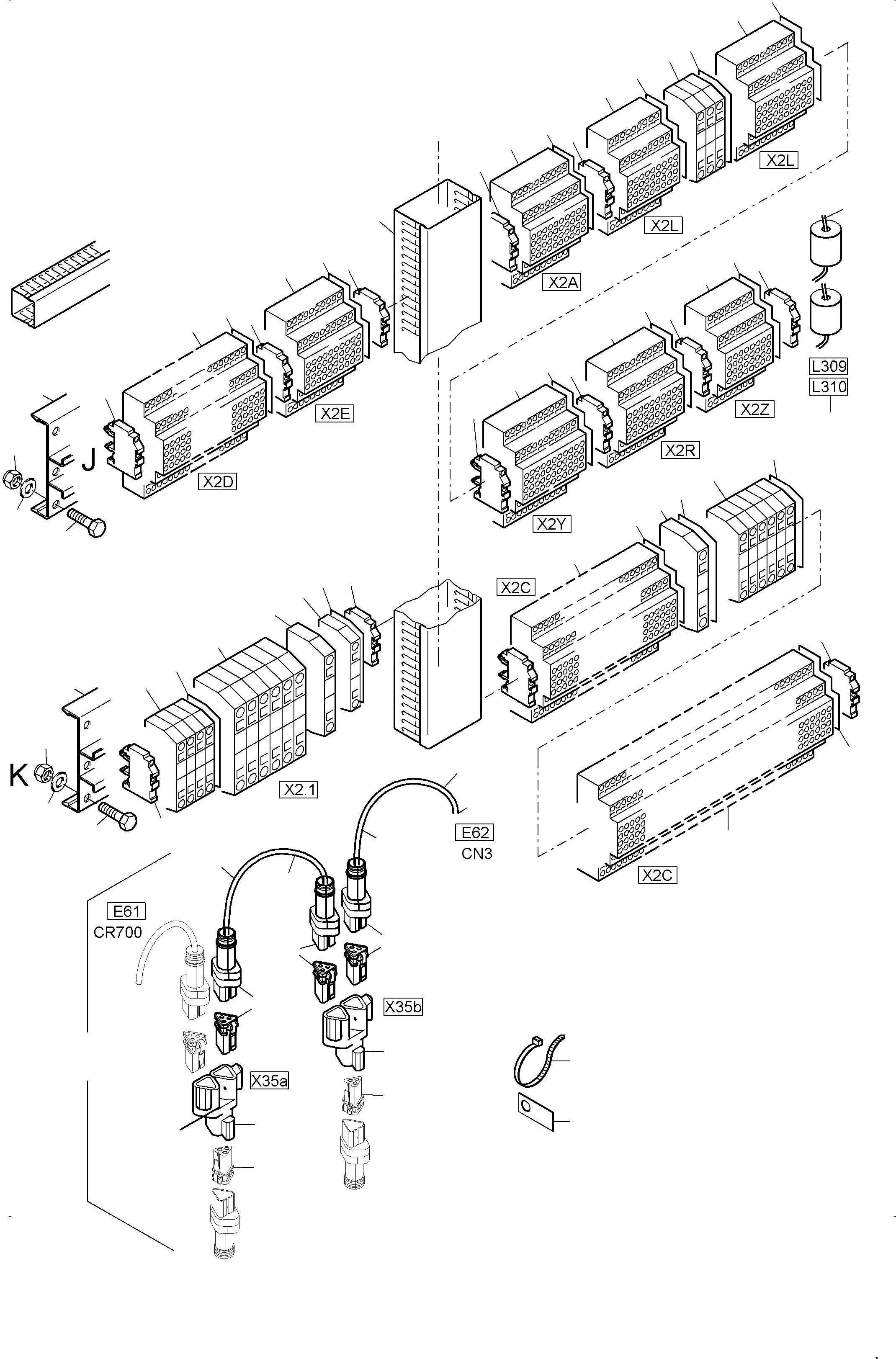 Komatsu parts book diagram for PC3000-6E S/N 06313: MAIN SWITCH BOX X2 IN CAB SUPPORT