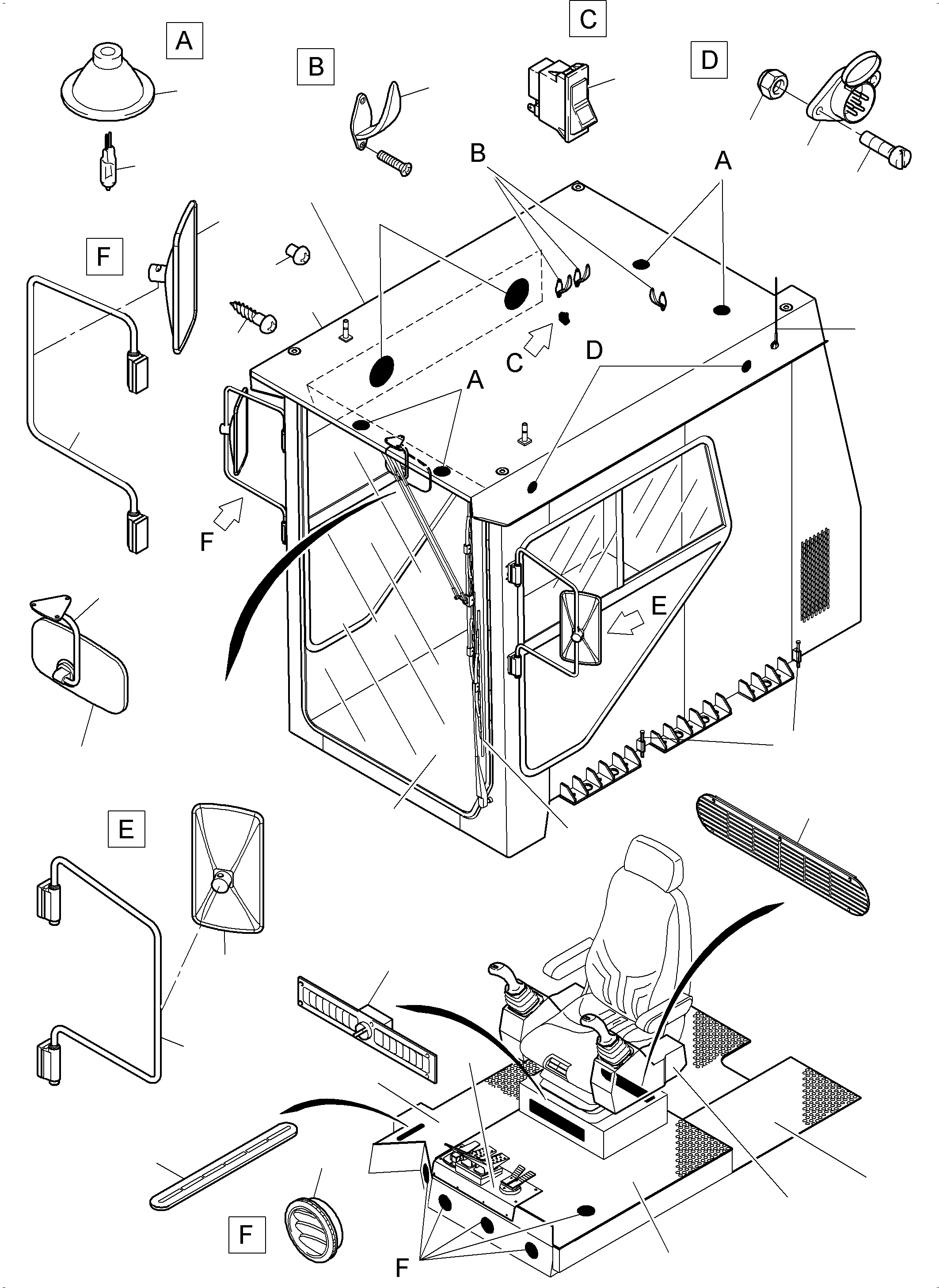 Komatsu parts book diagram for PC3000-6E S/N 06313: OPERATOR CABIN