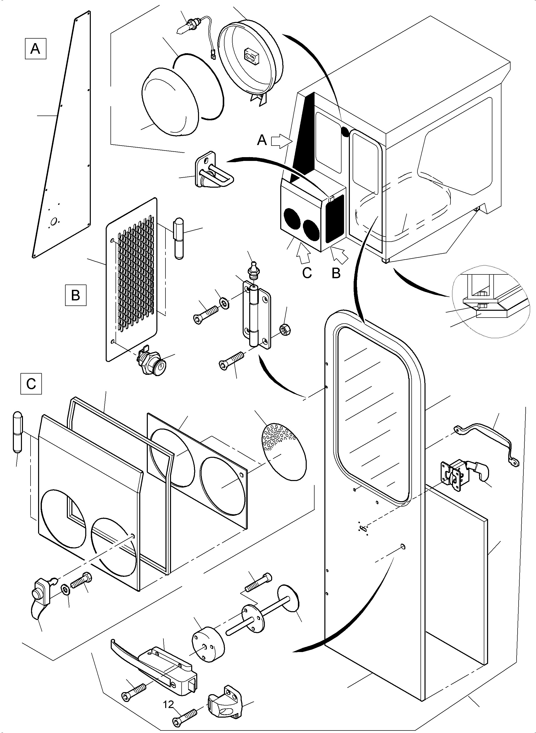 Komatsu parts book diagram for PC3000-6E S/N 06313: OPERATOR CABIN