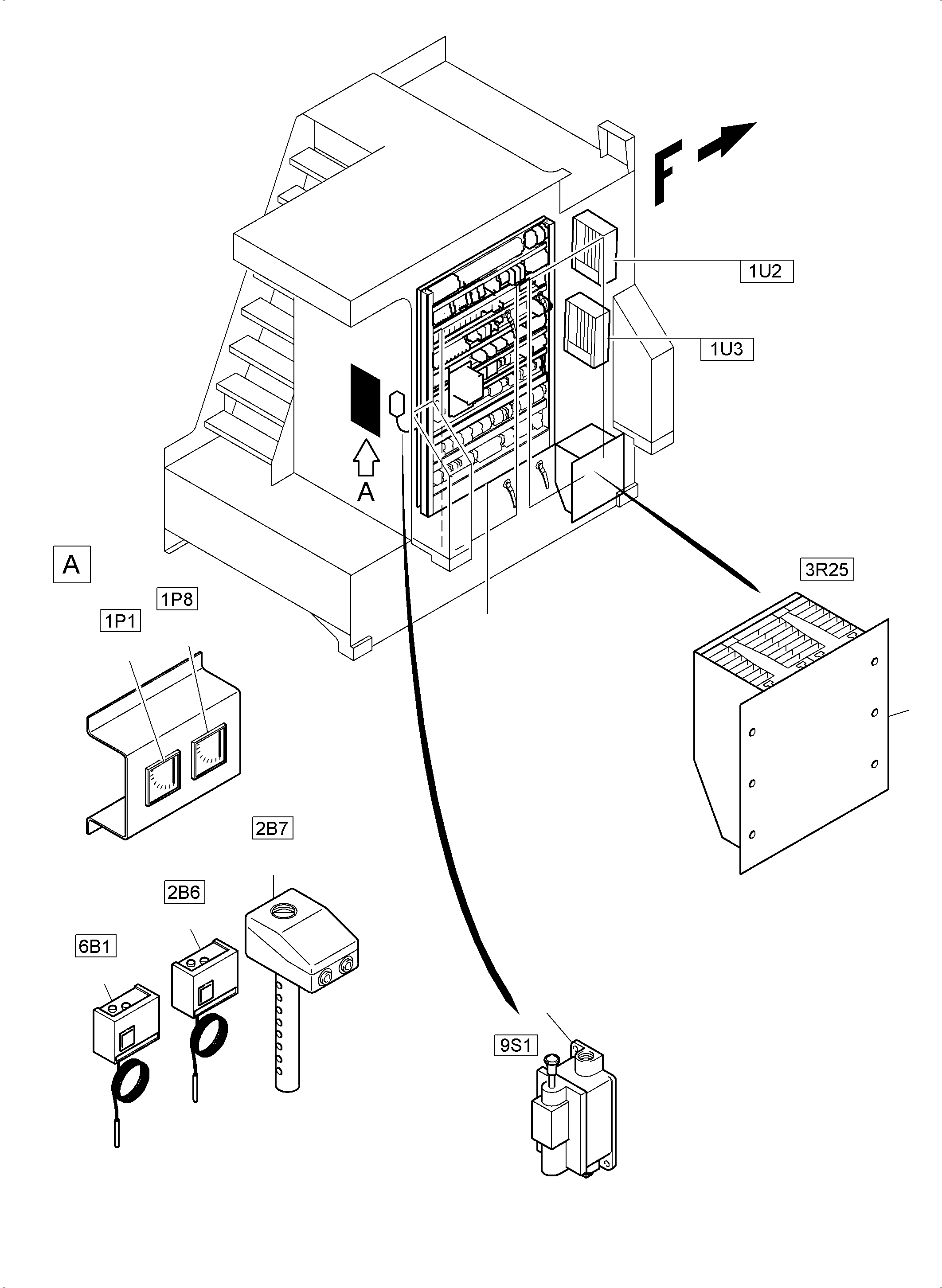 Komatsu parts book diagram for PC3000-6E S/N 06313: SWITCH CABINET