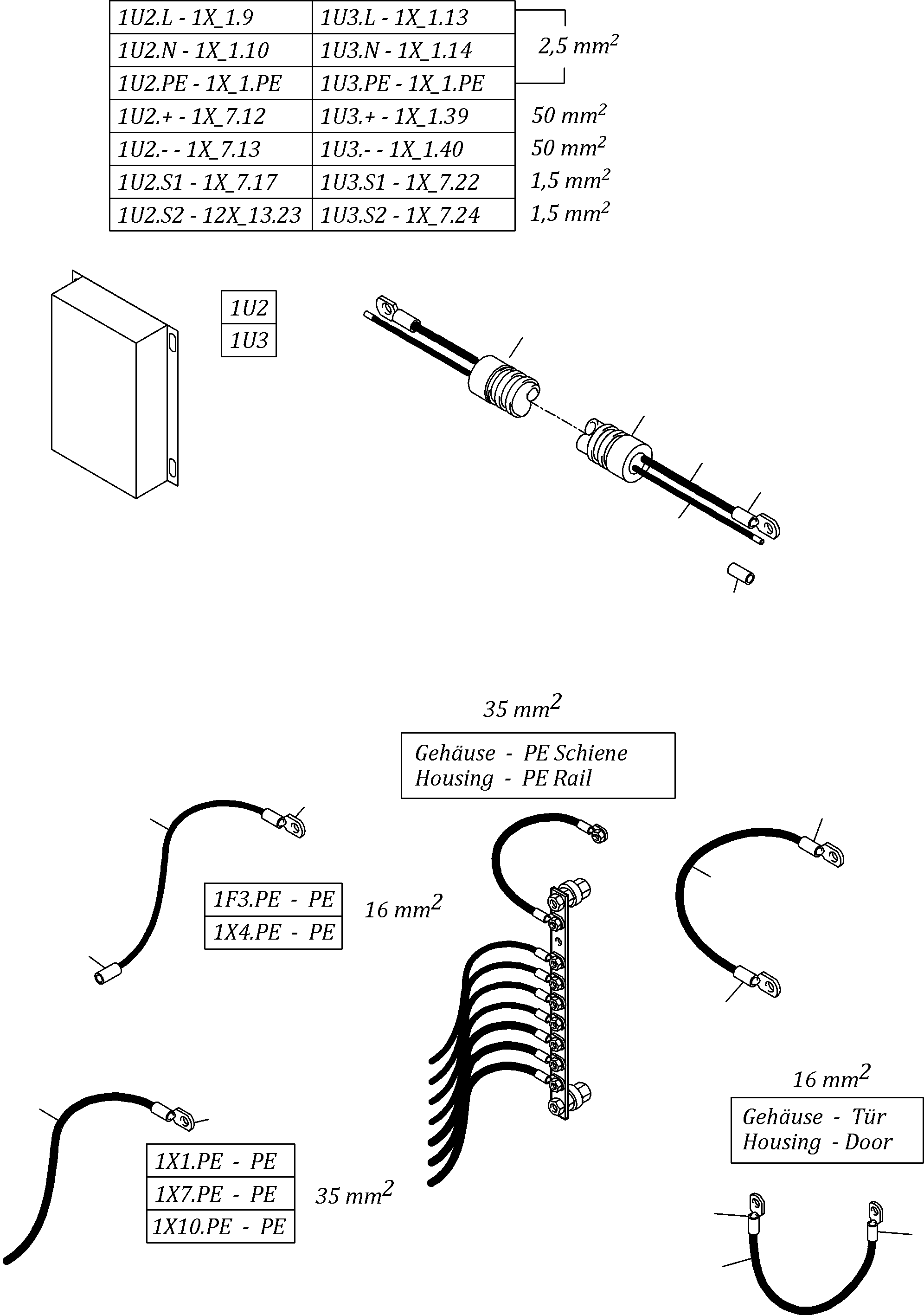 Komatsu parts book diagram for PC3000-6E S/N 06313: CABLES NS-MS-SWITCH CABINET