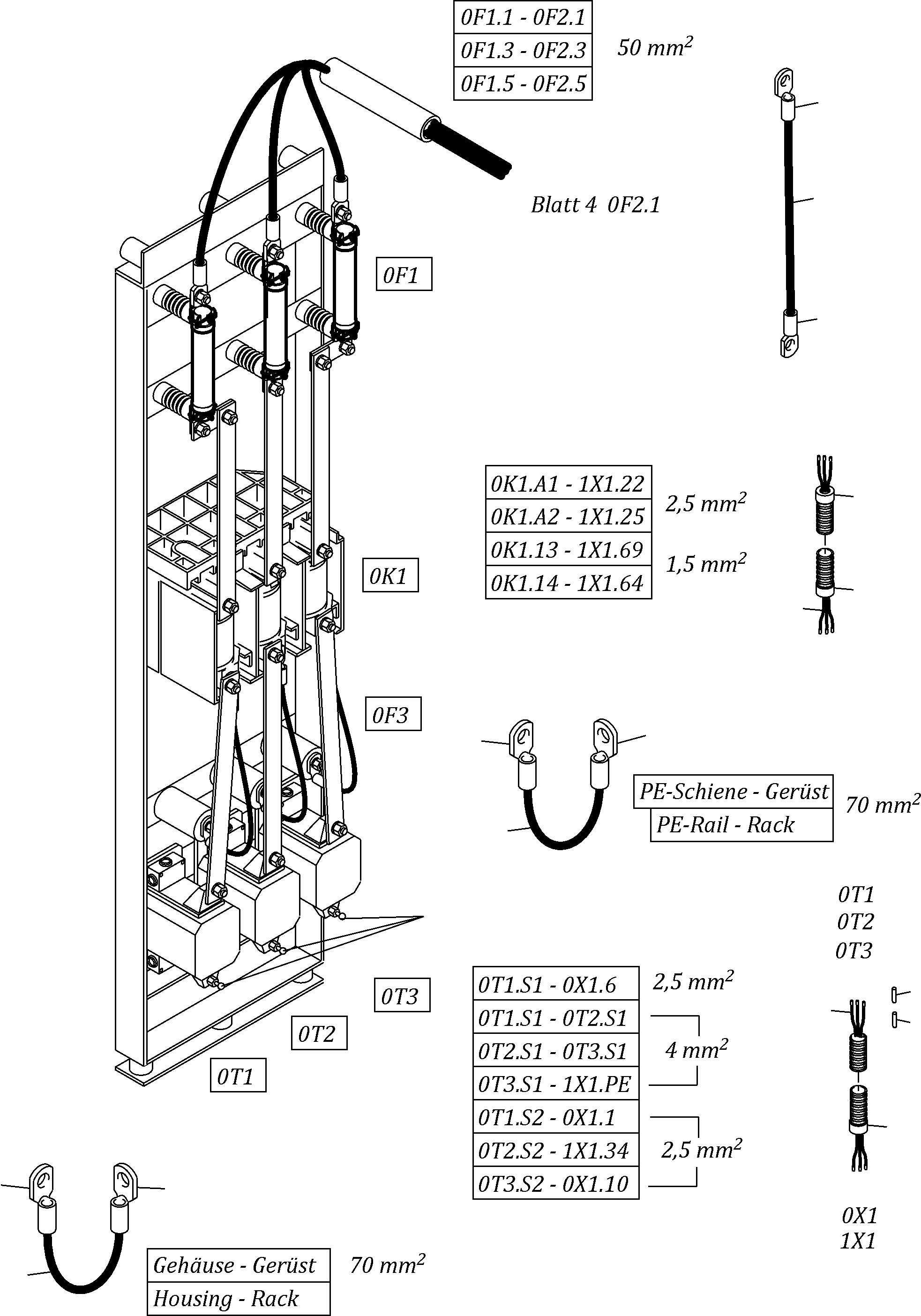 Komatsu parts book diagram for PC3000-6E S/N 06313: CABLES NS-MS-SWITCH CABINET