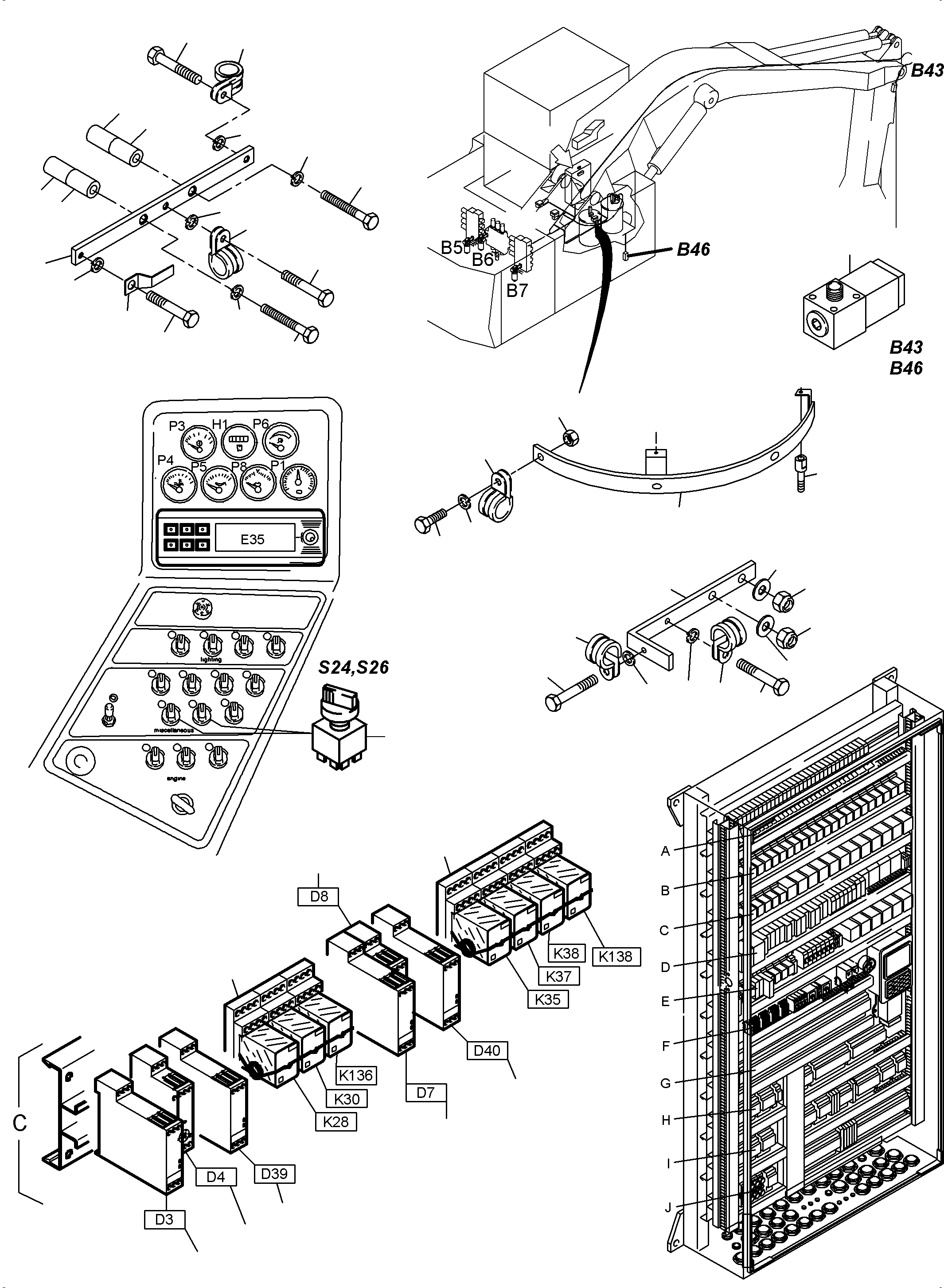 Komatsu parts book diagram for PC3000-6E S/N 06313: ELECTRICAL PARTS LUBRICATION