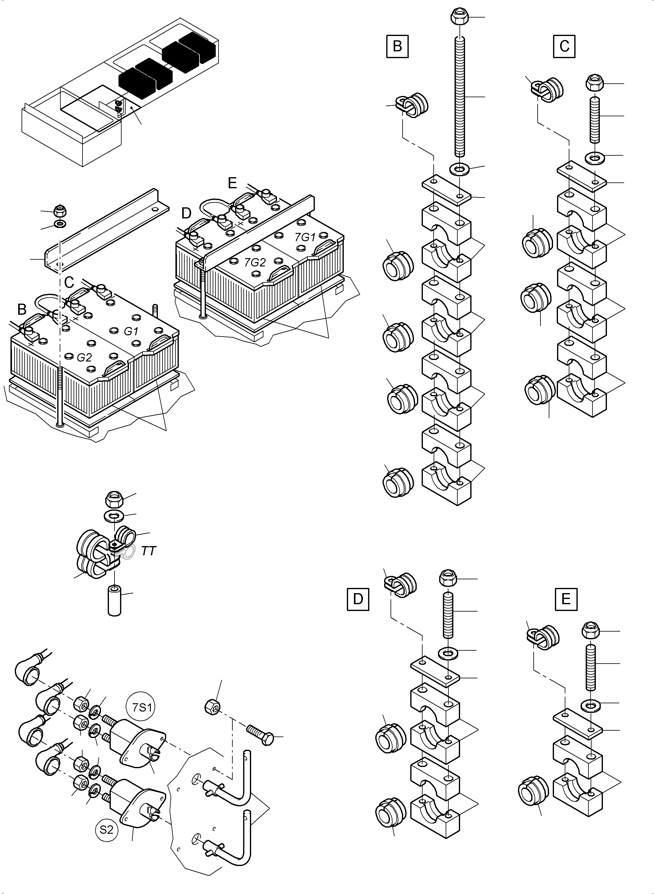 Komatsu parts book diagram for PC3000-6E S/N 06313: BATTERIES WITH CABLES