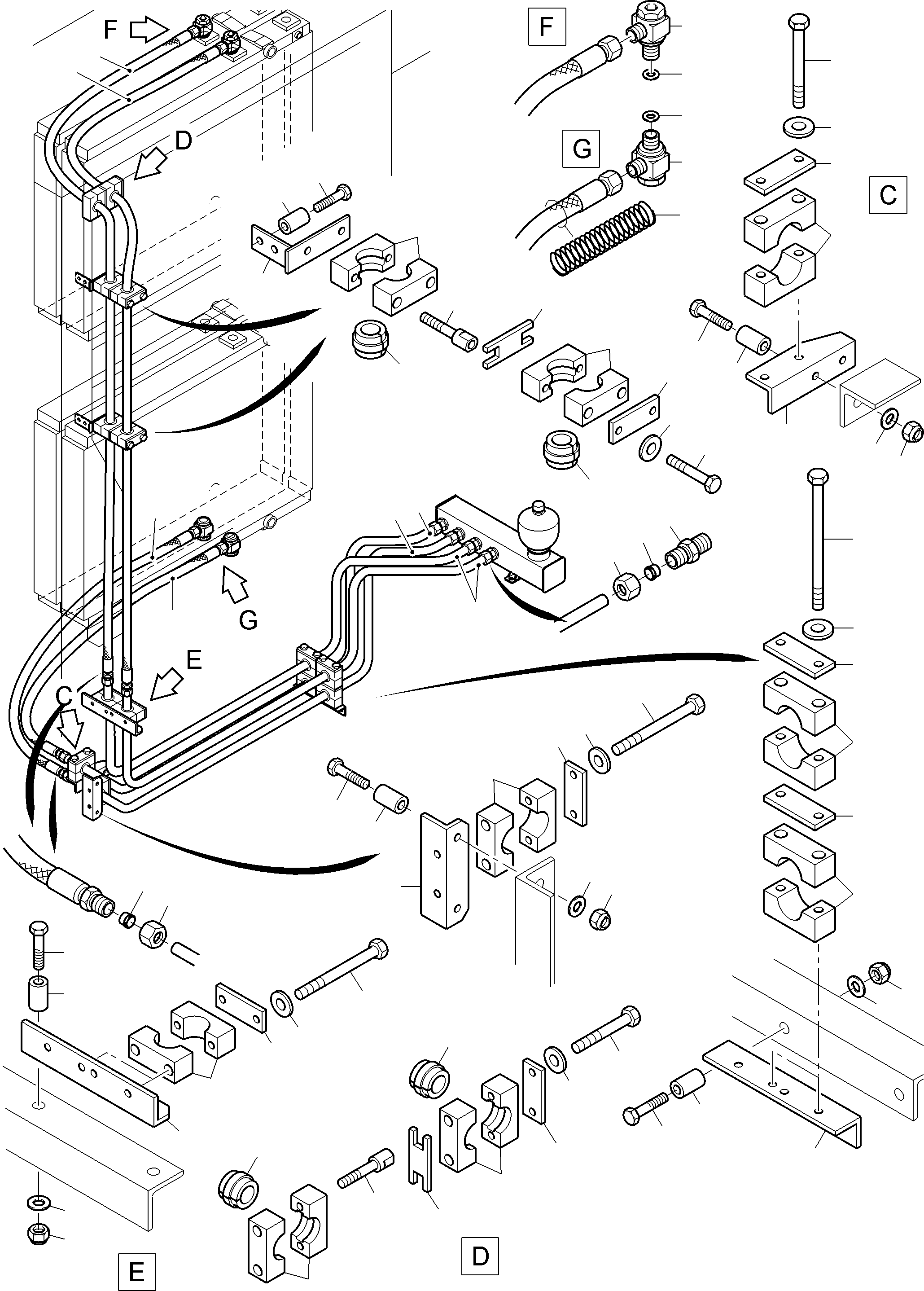 Komatsu parts book diagram for PC3000-6 S/N 06330: OIL COOLER 55 DEG. - HOSES ASSY.