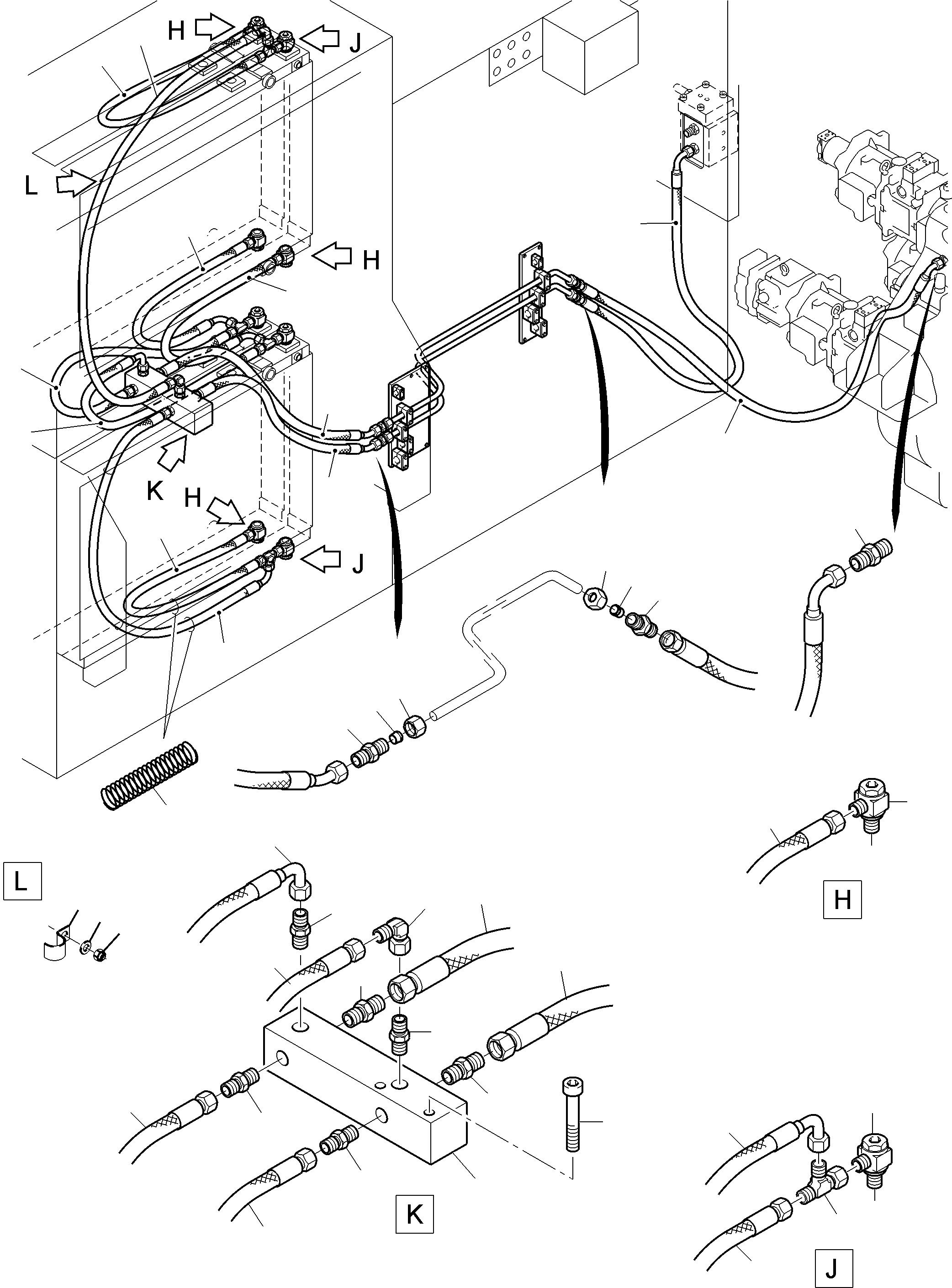 Komatsu parts book diagram for PC3000-6 S/N 06330: OIL COOLER 55 DEG. - HOSES ASSY.