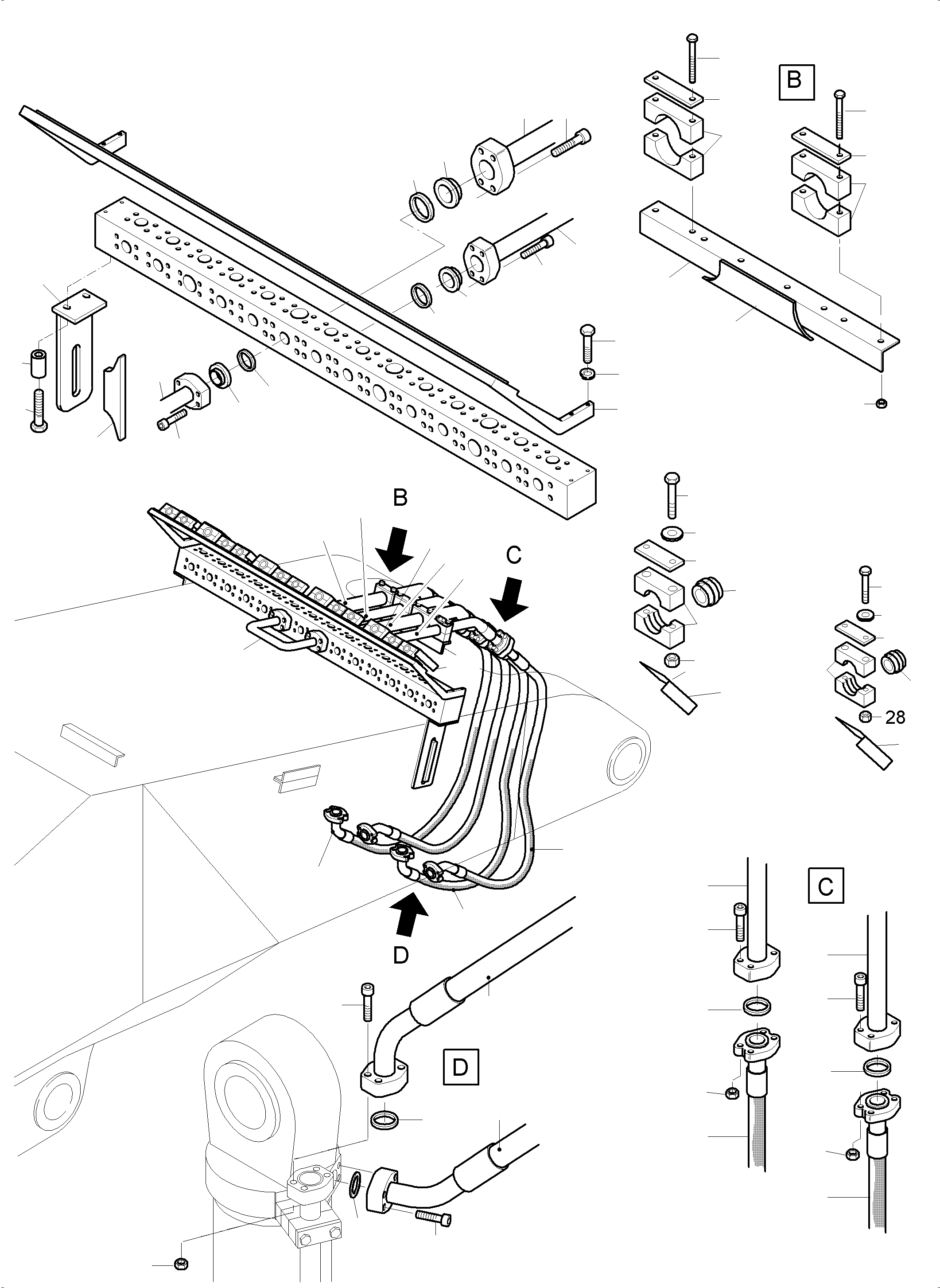 Komatsu parts book diagram for PC3000-6 S/N 06330: BULLCLAM BUCKET BOOM 6M