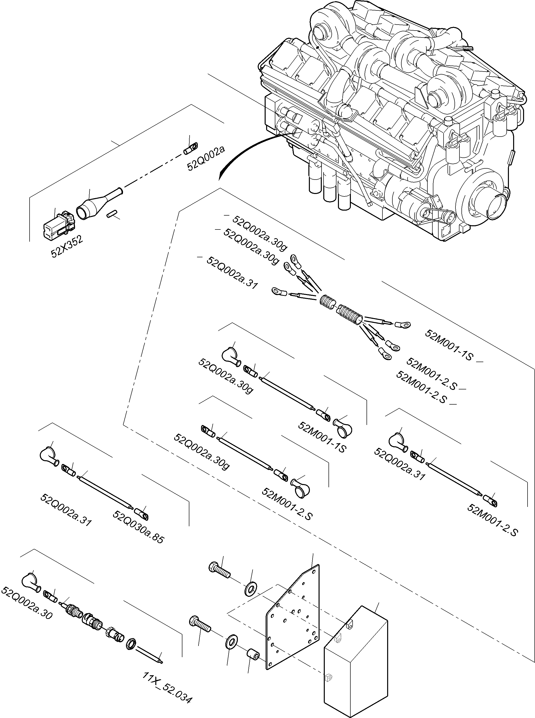 Komatsu parts book diagram for PC3000-6 S/N 06330: CABLES - ENGINE KOMTRAX