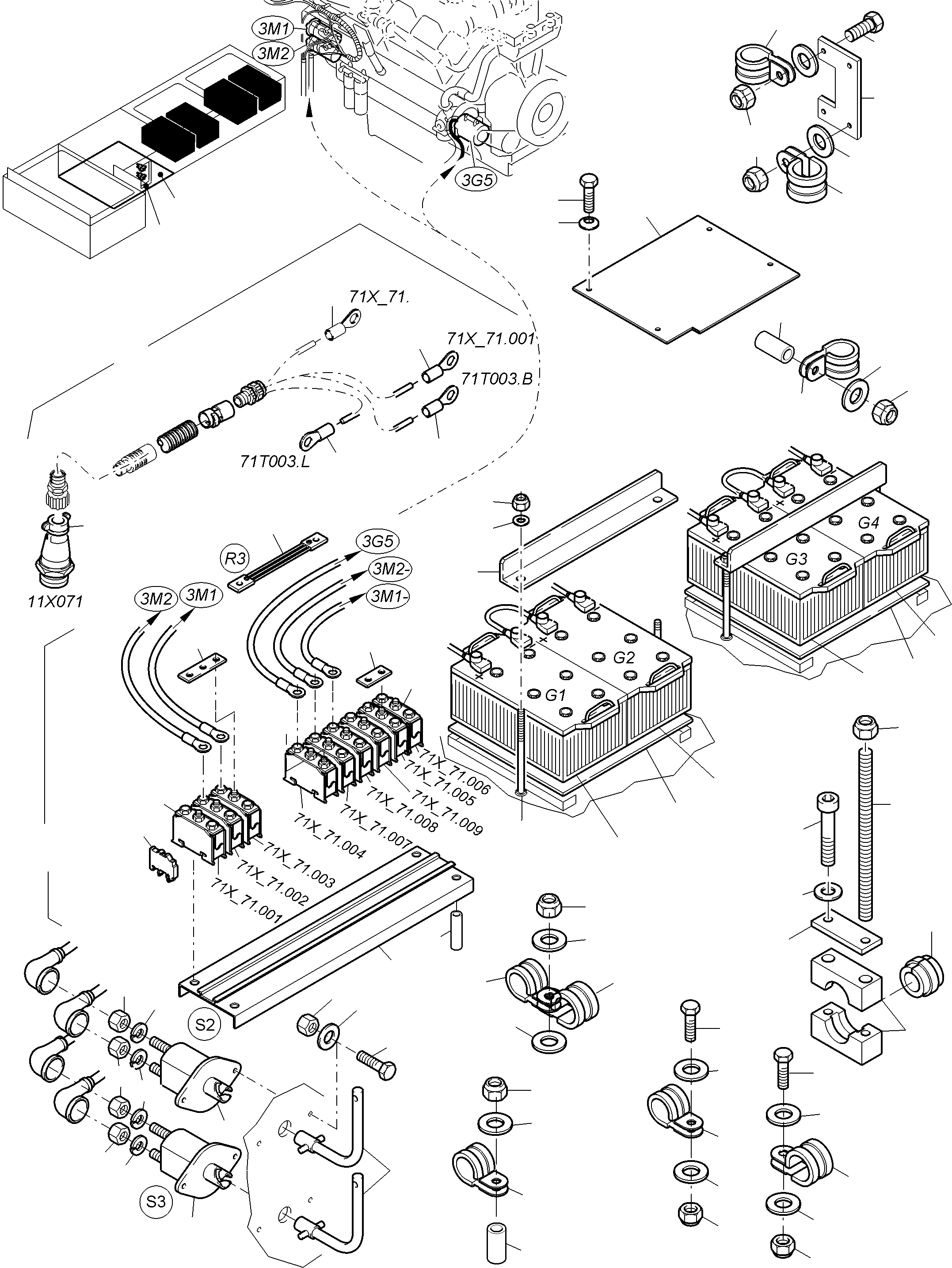 Komatsu parts book diagram for PC3000-6 S/N 06330: BATTERIES WITH CABLES