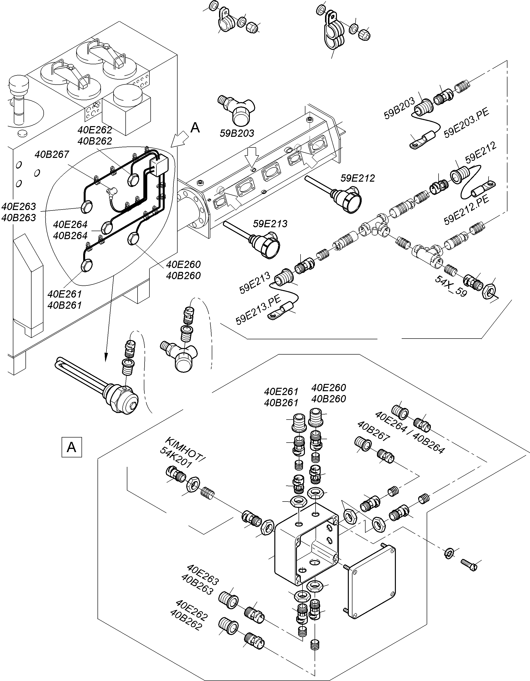 Komatsu parts book diagram for PC3000-6 S/N 06330: CABLES - TEMPERATURE CONDITIONING