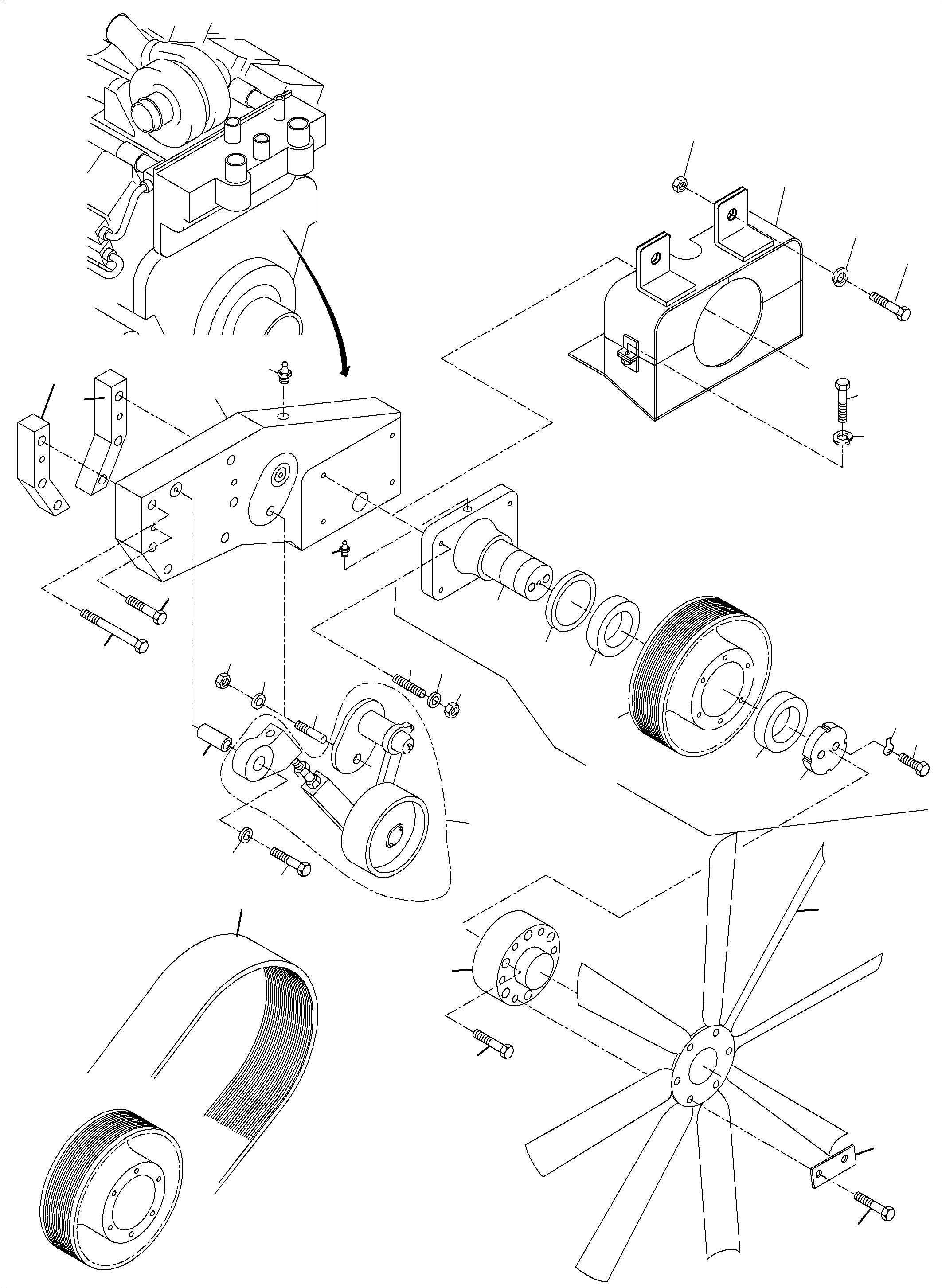 Komatsu parts book diagram for PC3000-6 S/N 06331: FAN DRIVE