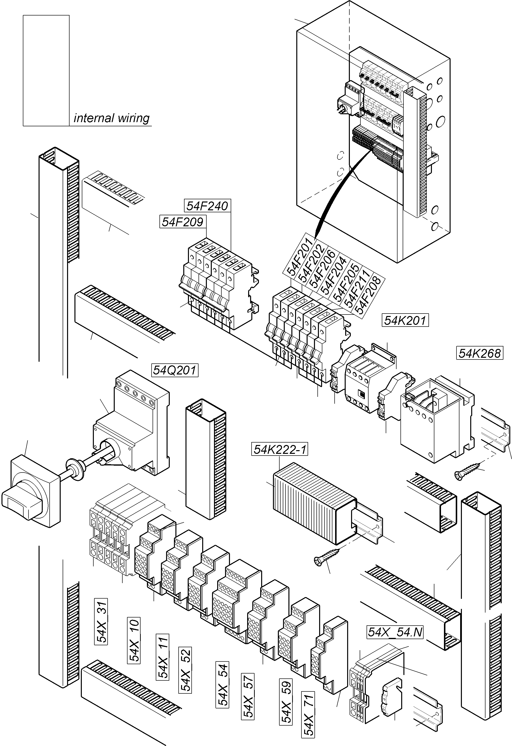 Komatsu parts book diagram for PC3000-6 S/N 06331: SWITCH BOX ORT 54
