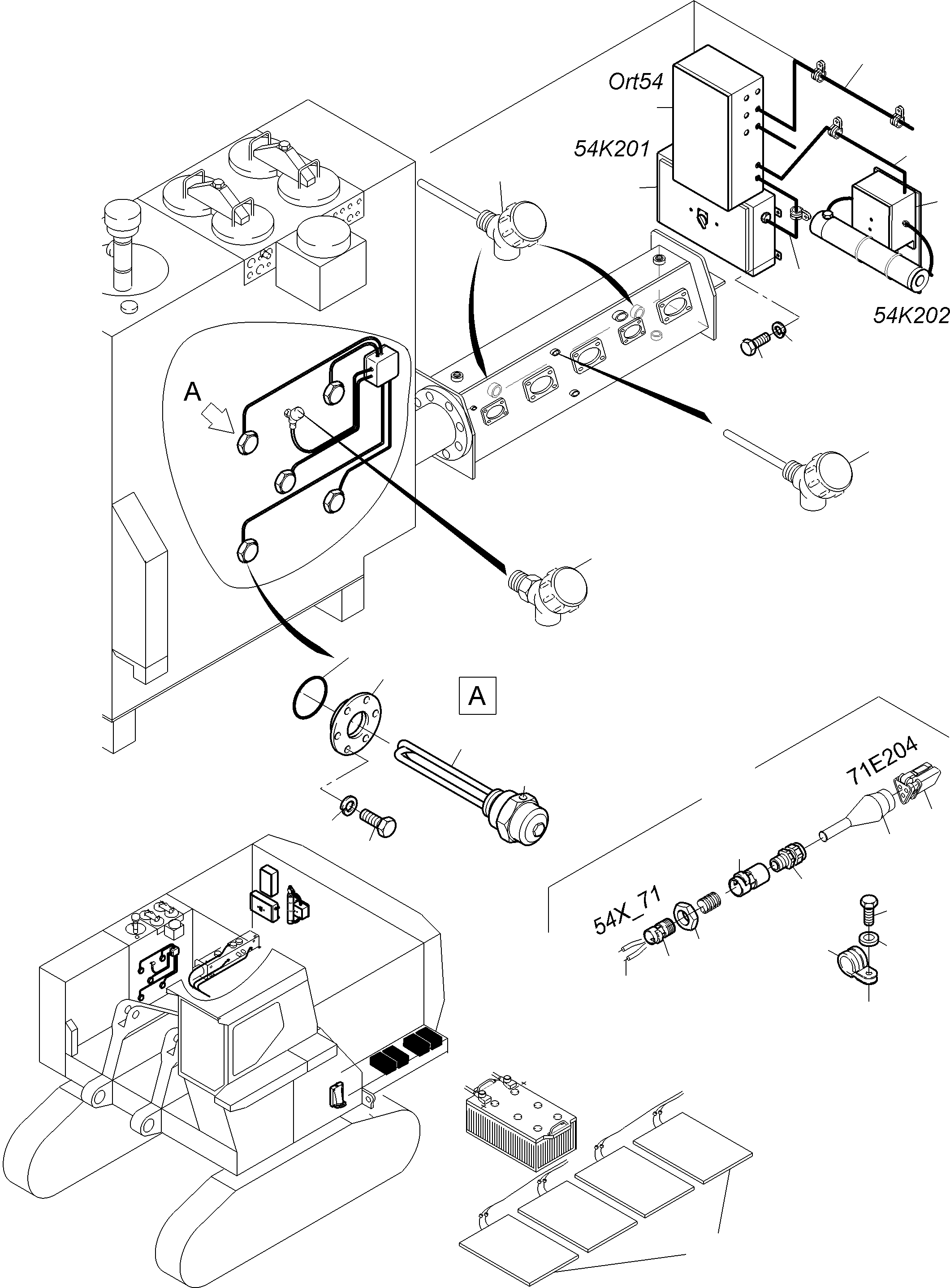 Komatsu parts book diagram for PC3000-6 S/N 06331: CABLES - TEMPERATURE CONDITIONING