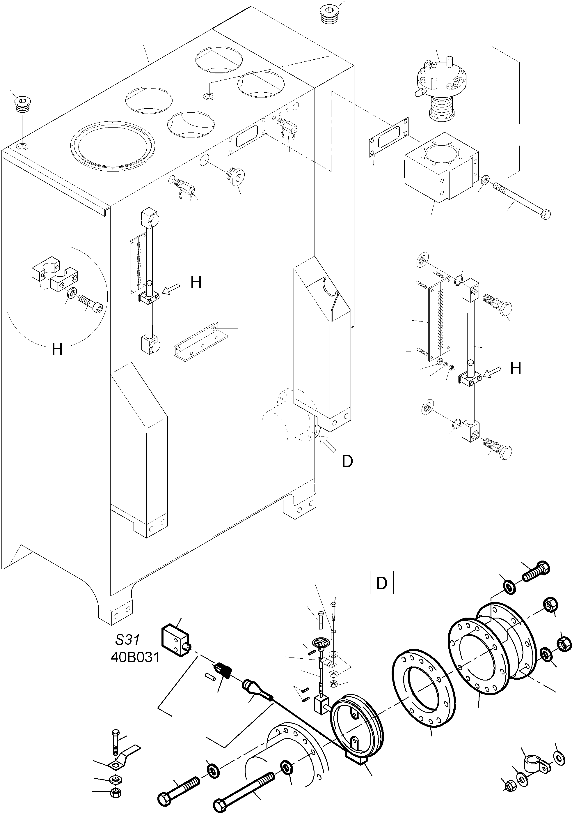 Komatsu parts book diagram for PC3000-6 S/N 06331: MAIN OIL TANK