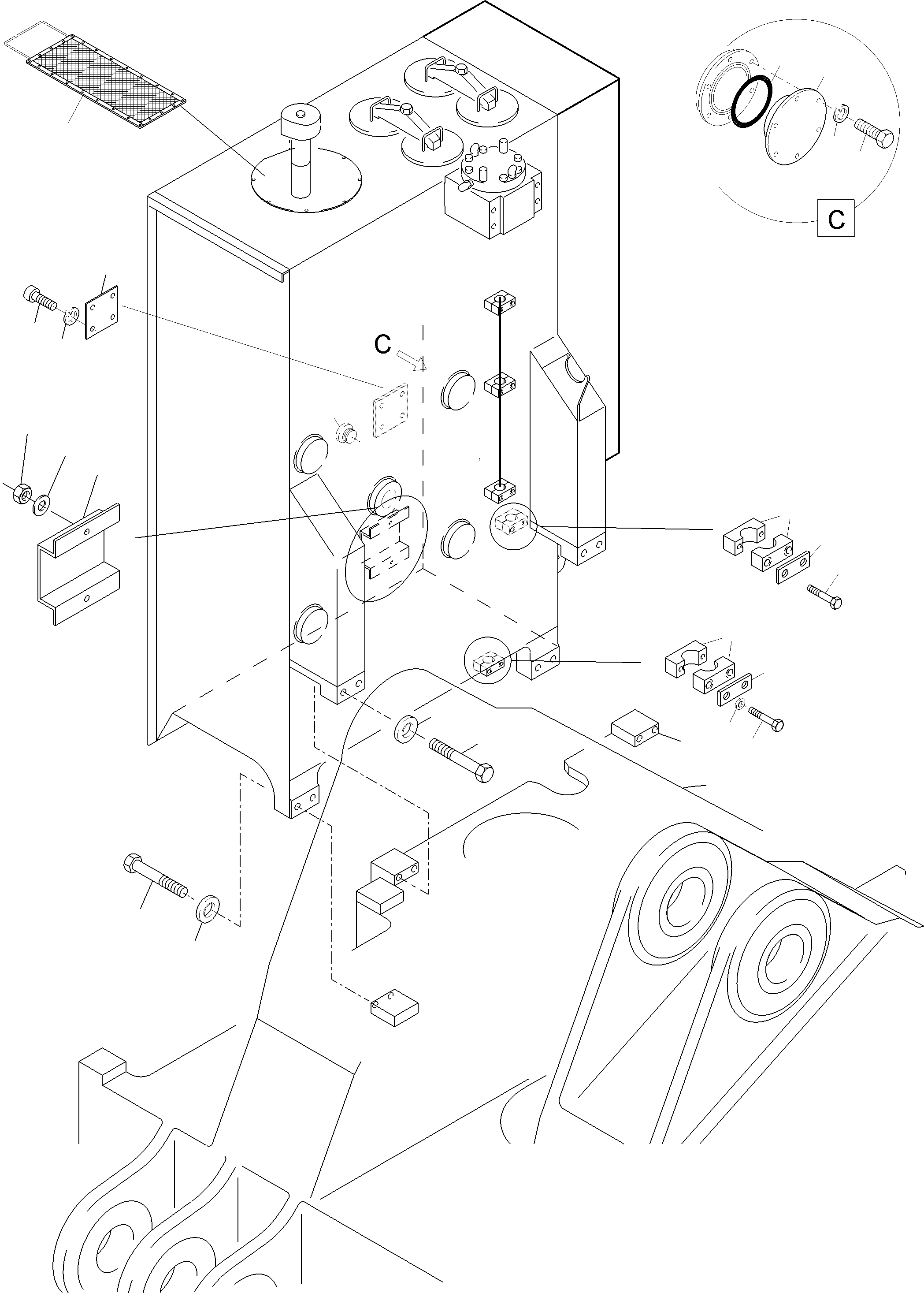 Komatsu parts book diagram for PC3000-6 S/N 06331: MAIN OIL TANK