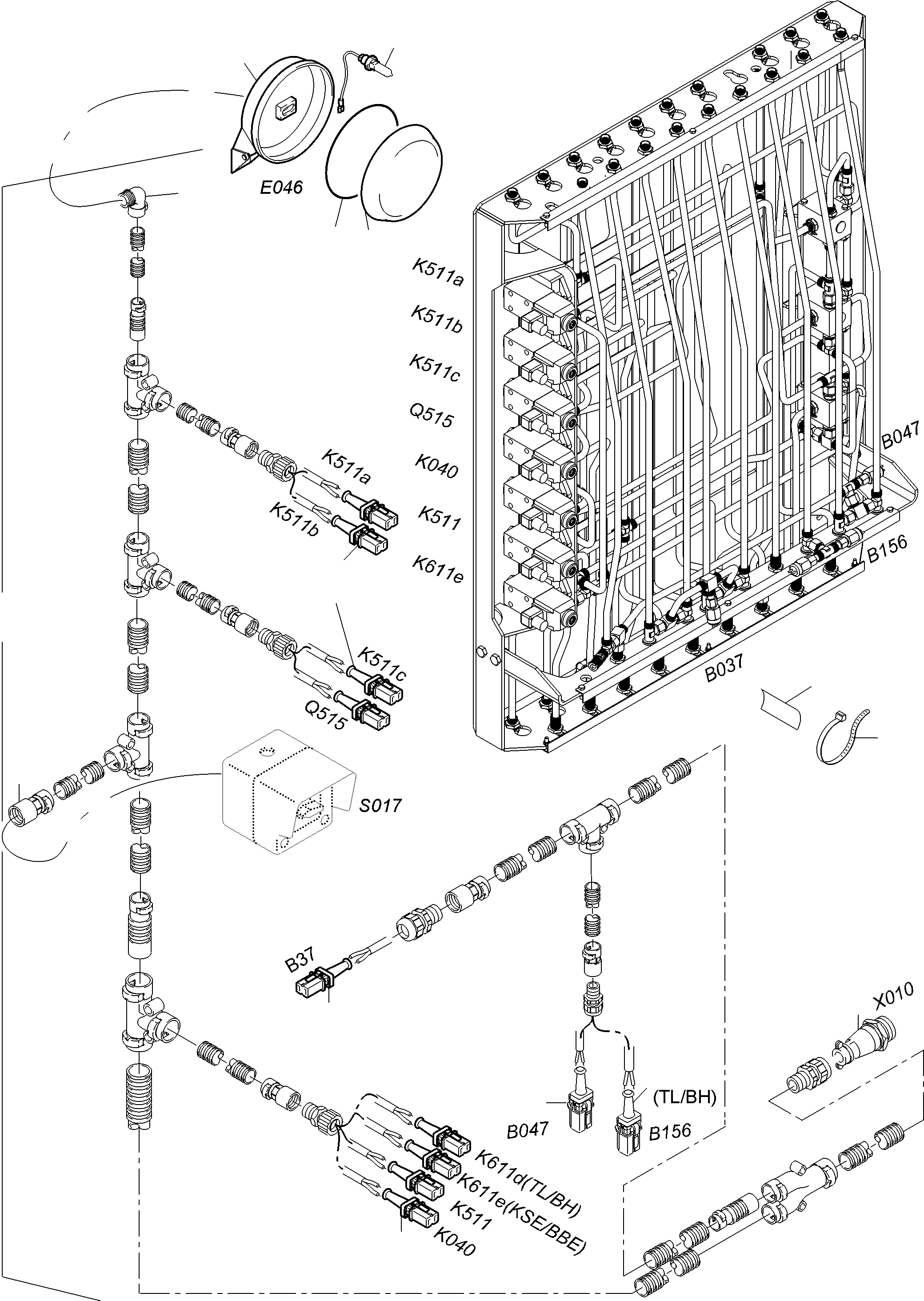 Excavators Mining Komatsu / PC 3000-6E 06 341 21.01.2019(G06341) / Cables - Pilot Control Frame(255-2186b : 255-2186b)