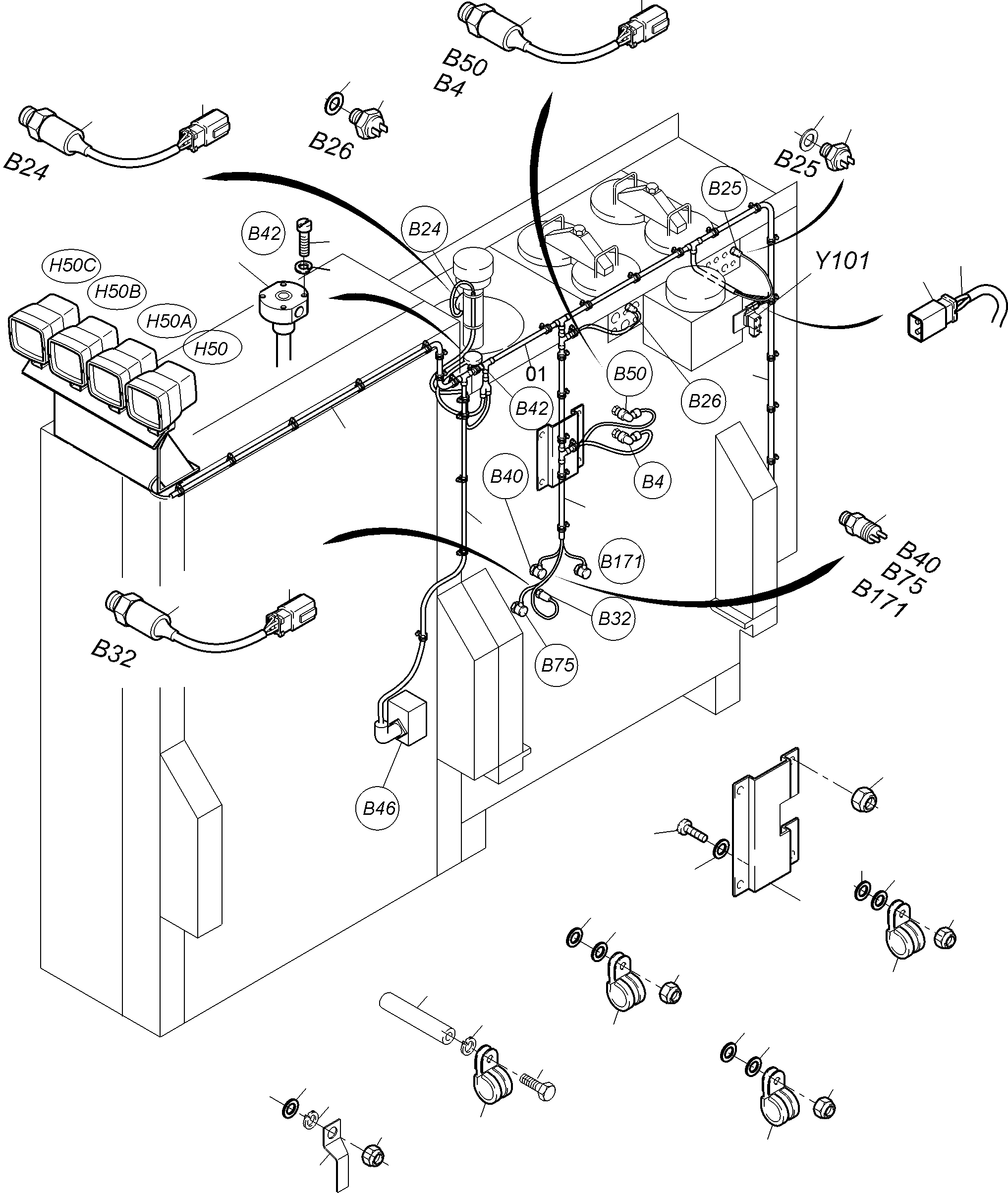 Excavators Mining Komatsu / PC 3000-6E 06 341 21.01.2019(G06341) / Cables - Oil Tank and Switch(255-2138e : 255-2138e)