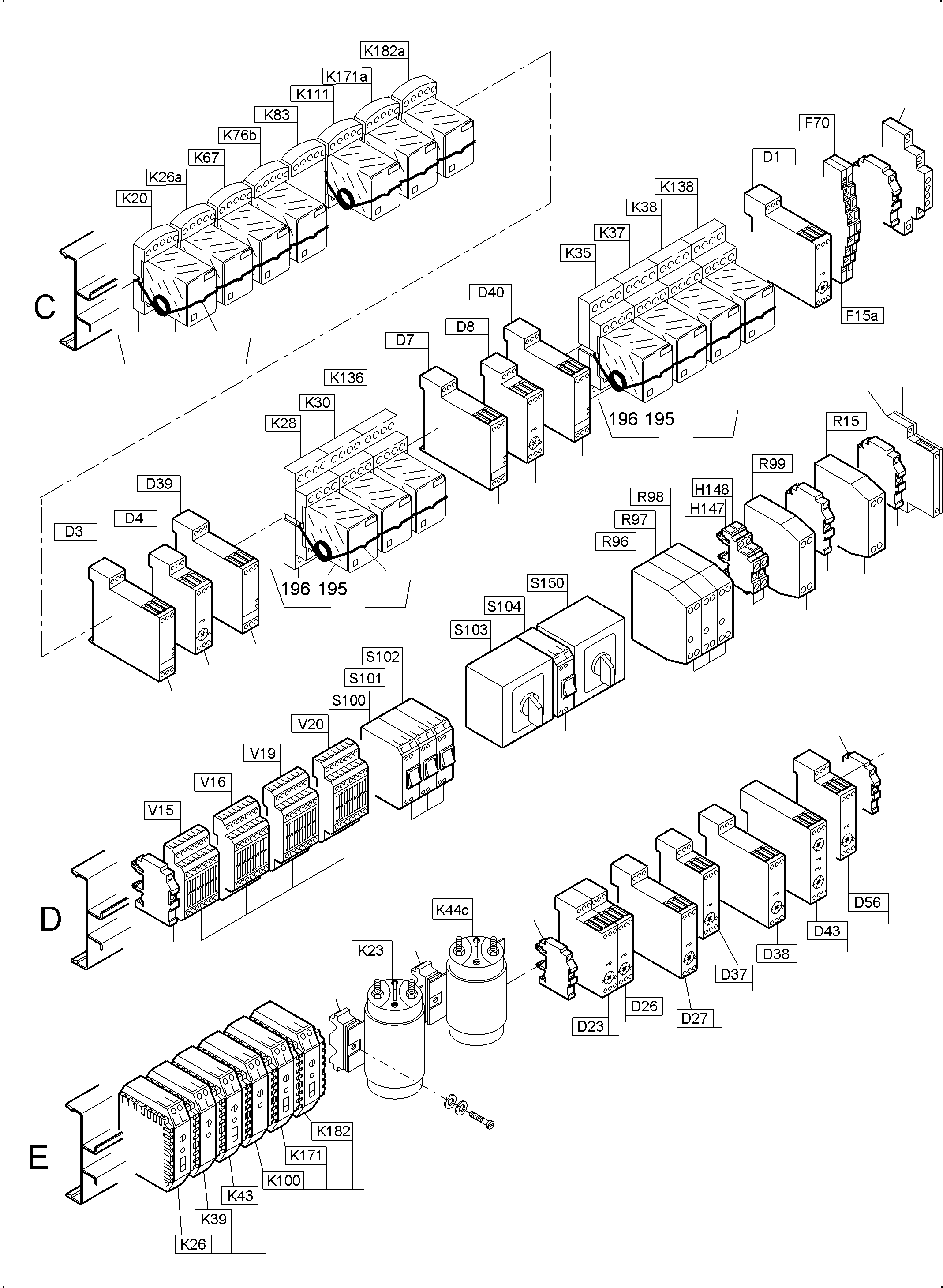 Excavators Mining Komatsu / PC3000-6E S/N 06346(G06346) / Main Switch Box X2 in Cab Support(255-2167f : 255-2167f)