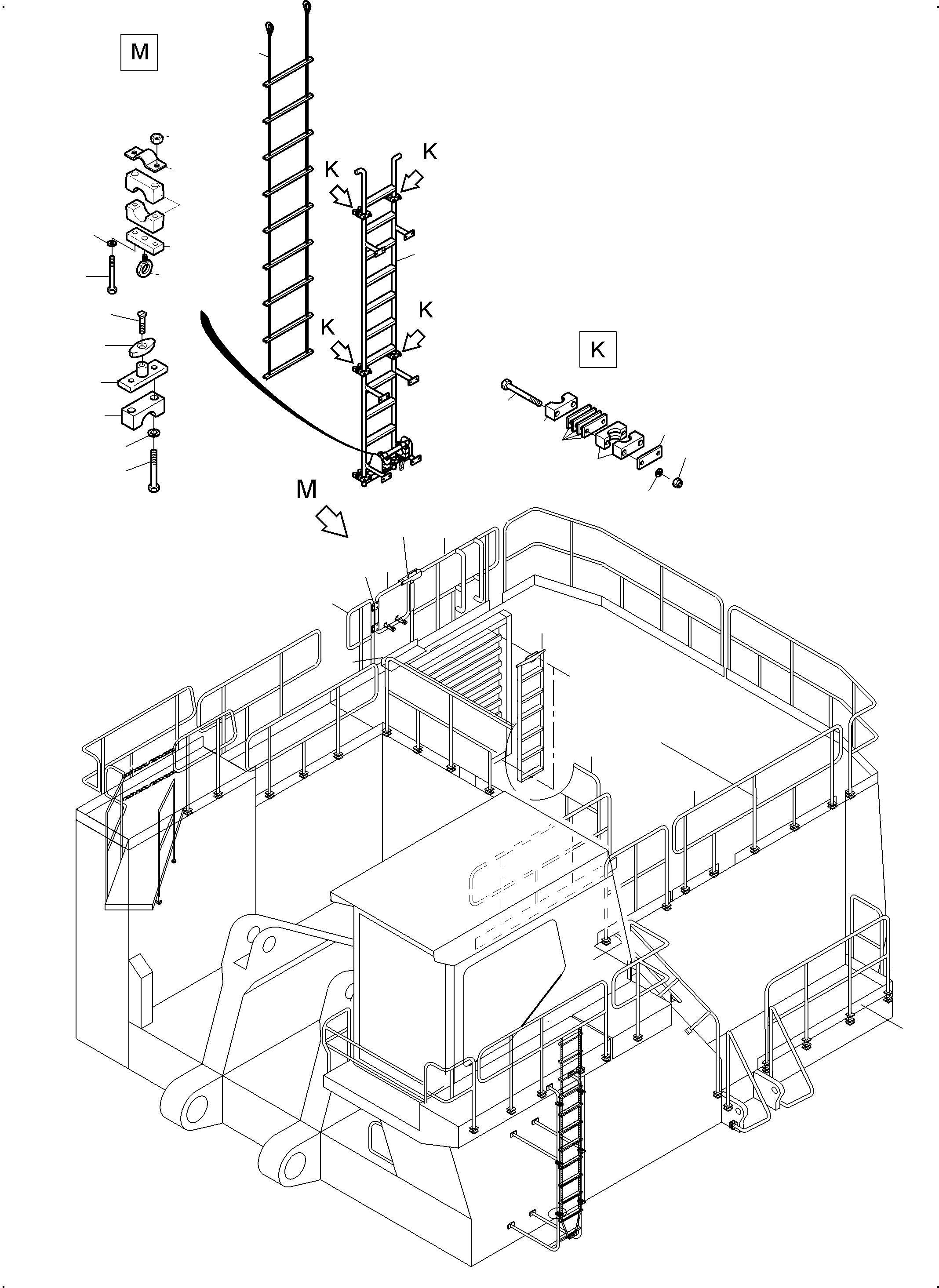 Excavators Mining Komatsu / PC3000-6 S/N 06352(G06352) / Ladders and Rails(489-1022c : 489-1022c)