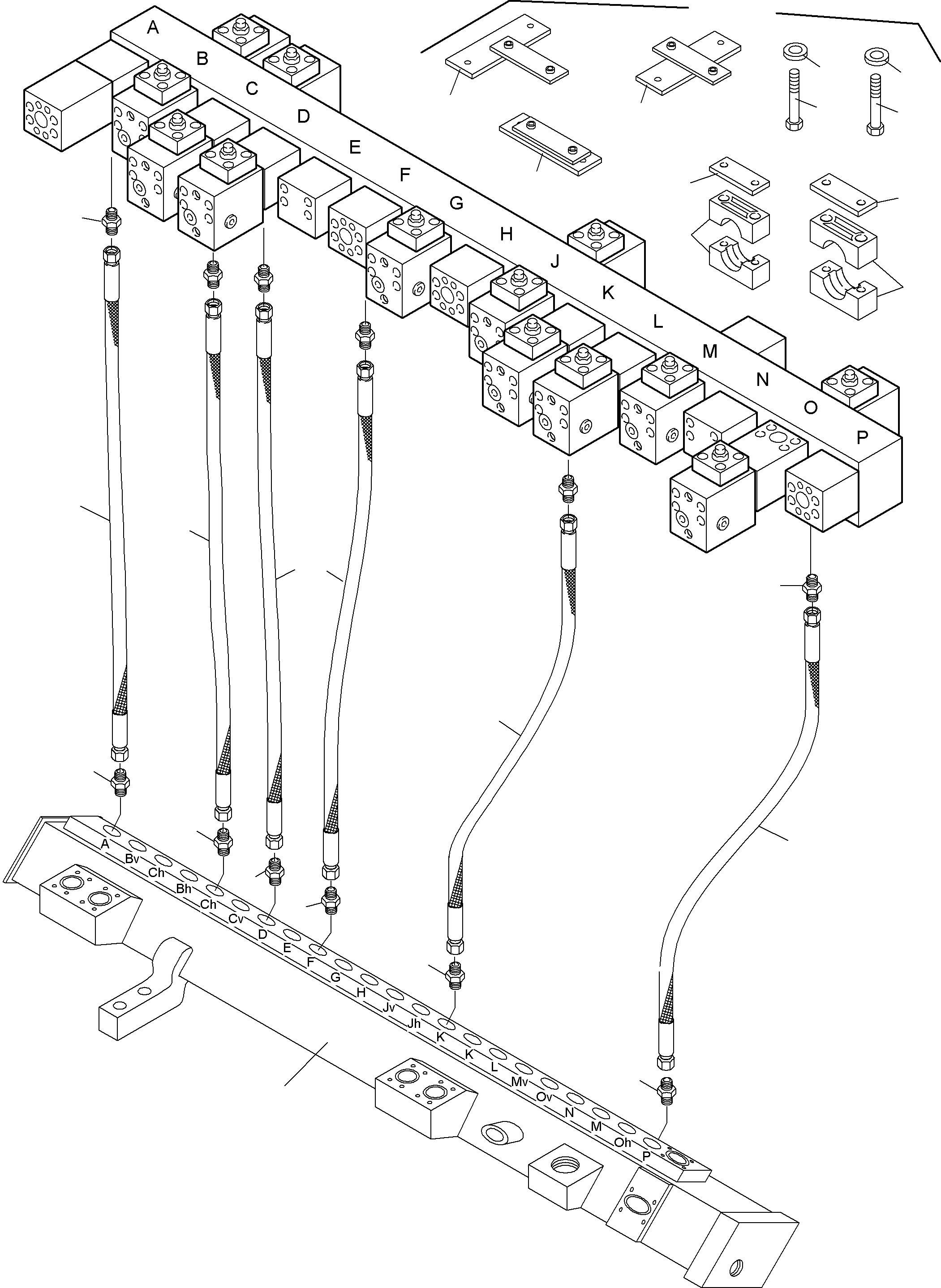 Excavators Mining Komatsu / PC4000-6 S/N 08190(G08190) / Return lines - mainfold(355-1863f : 355-1863f)
