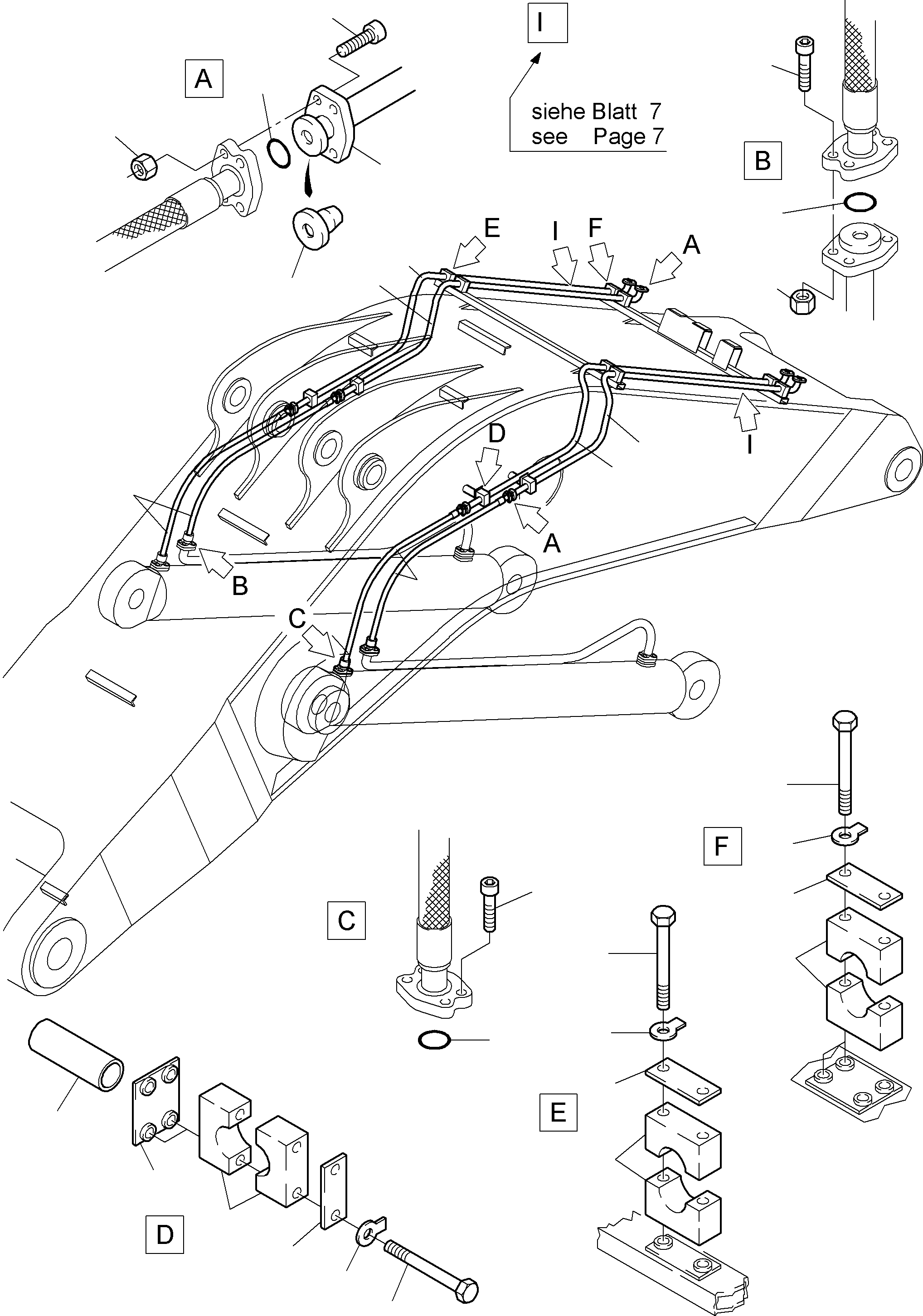 Komatsu parts book diagram for PC4000-6 S/N 08195: BOOM BACKHOE EQUIPMENT 9,75 M
