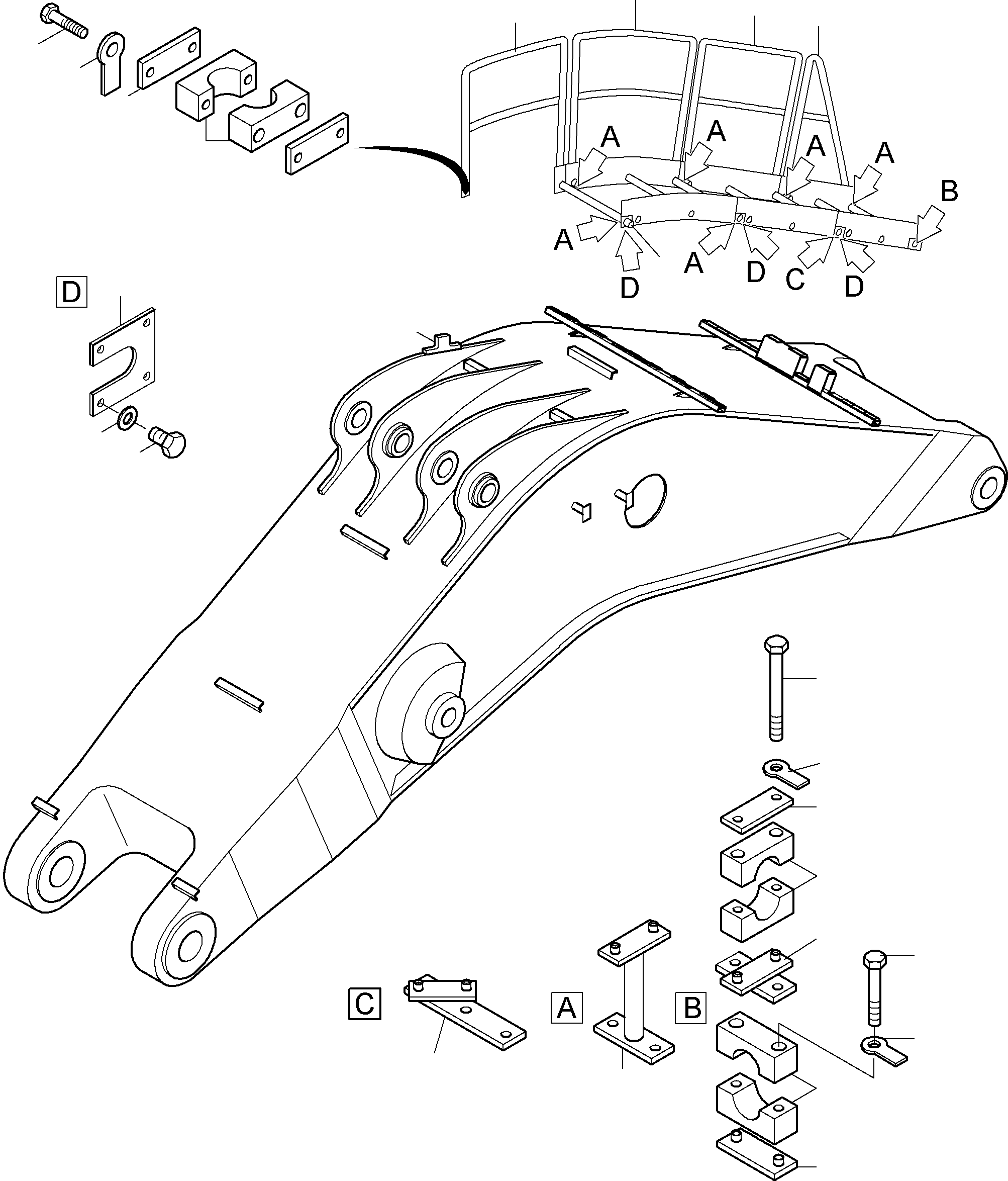 Komatsu parts book diagram for PC4000-6 S/N 08195: LADDER - BACKHOE BOOM 9,75 M