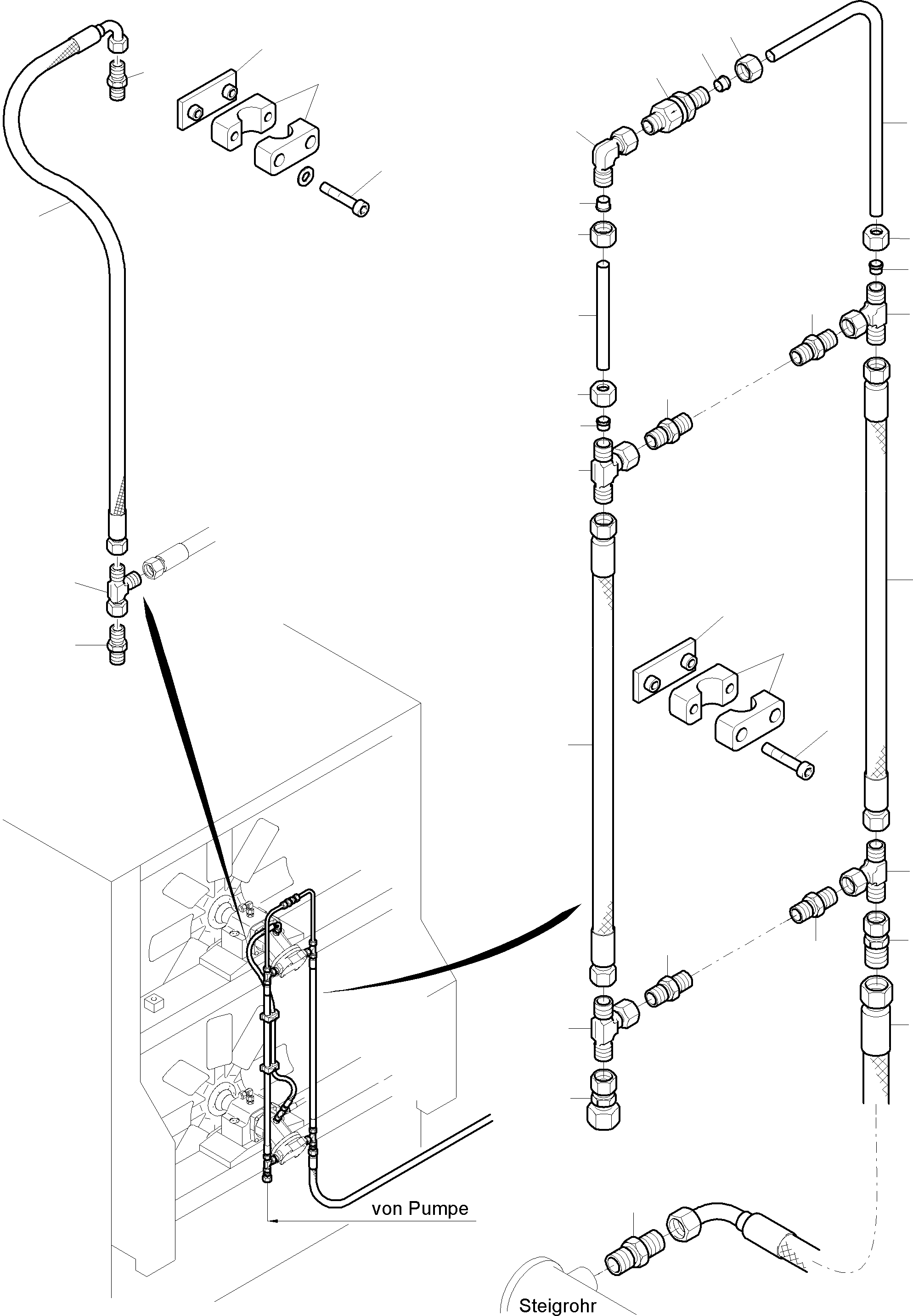Komatsu parts book diagram for PC4000-6 S/N 08195: OIL COOLER - HOSE ASSY.