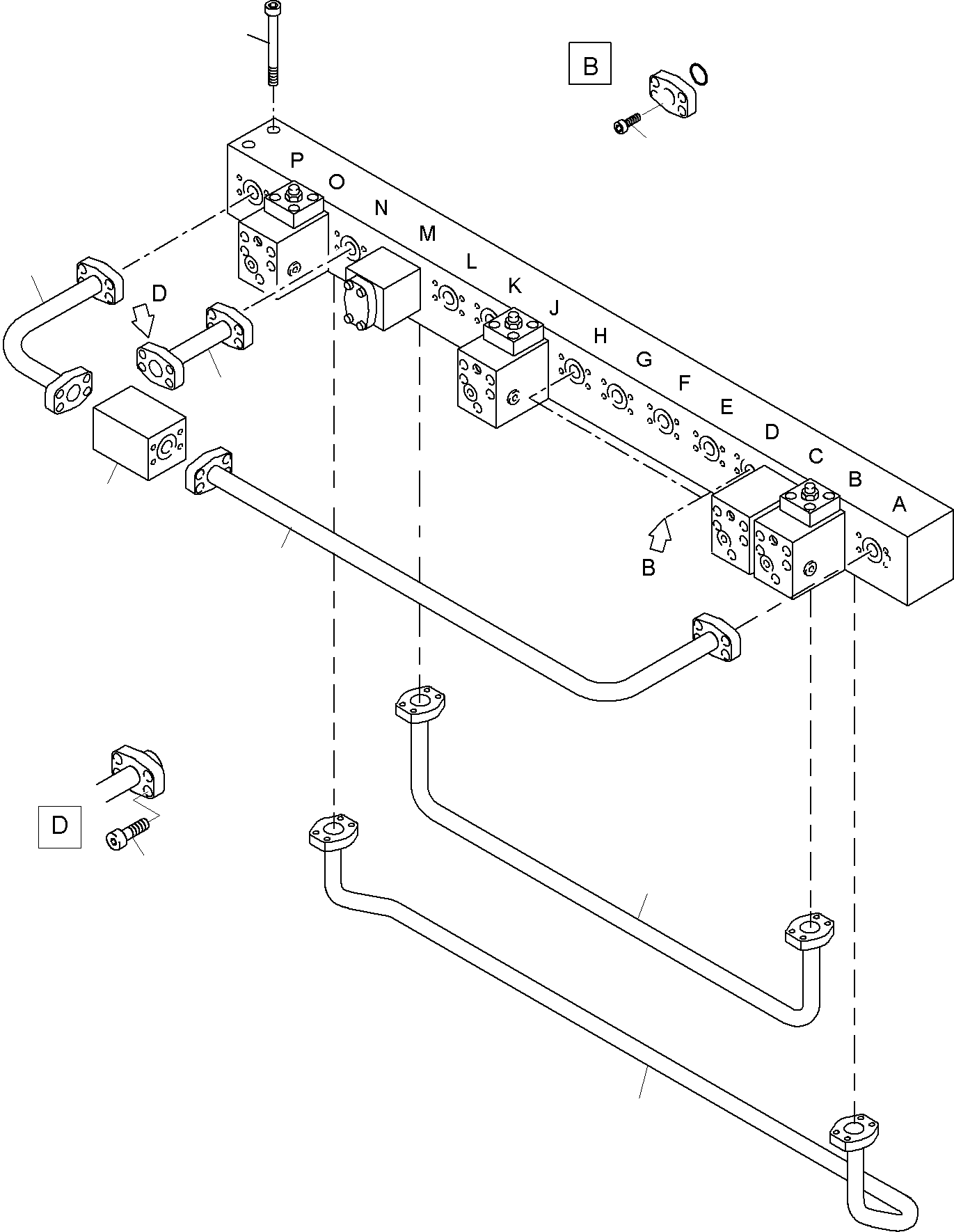 Komatsu parts book diagram for PC4000-6 S/N 08195: MAINFOLD, VALVE AND PIPELINES BE