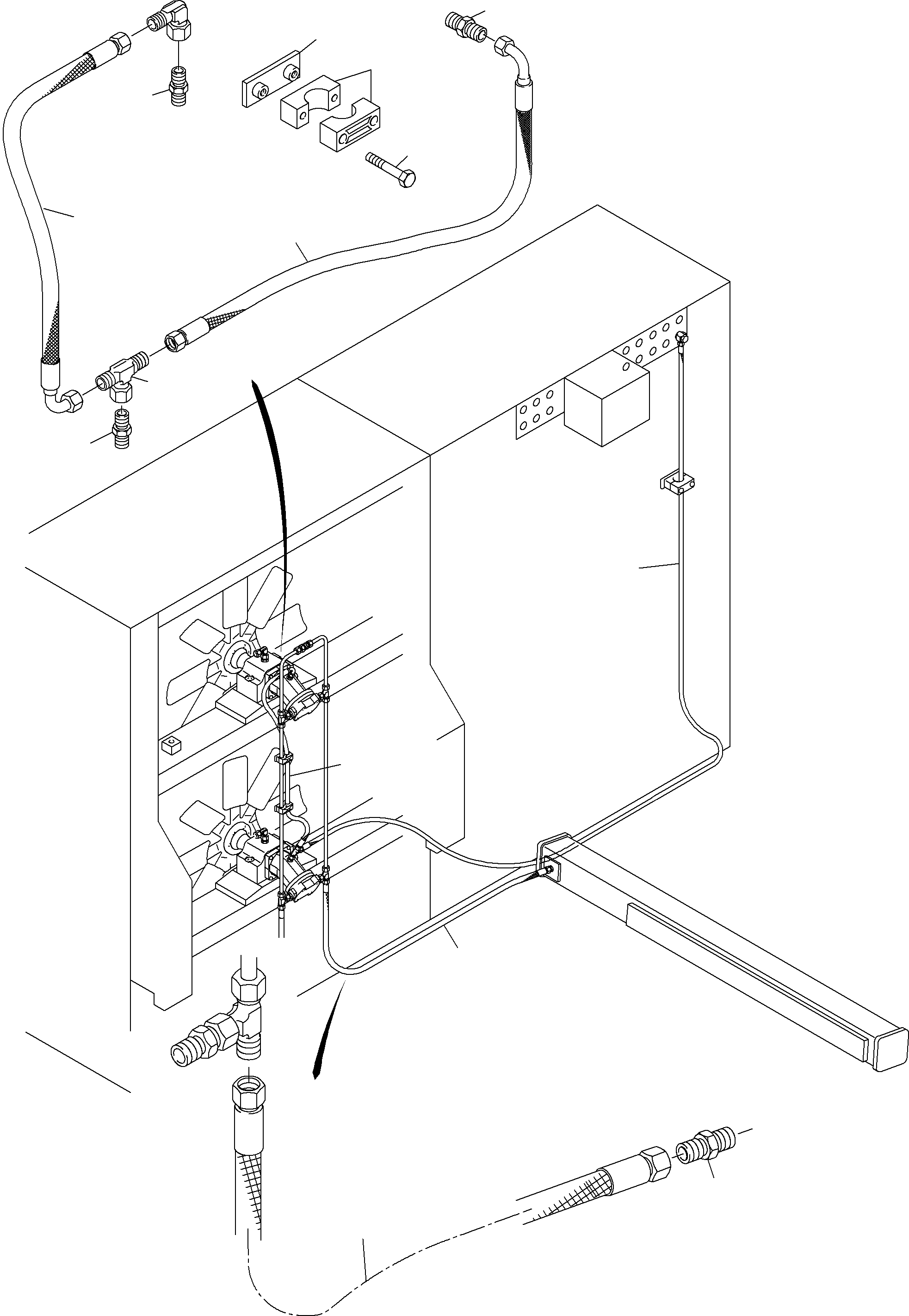 Komatsu parts book diagram for PC4000-6 S/N 08195: LINES - FAN MOTORS, FAN PUMP (OIL COOLER)