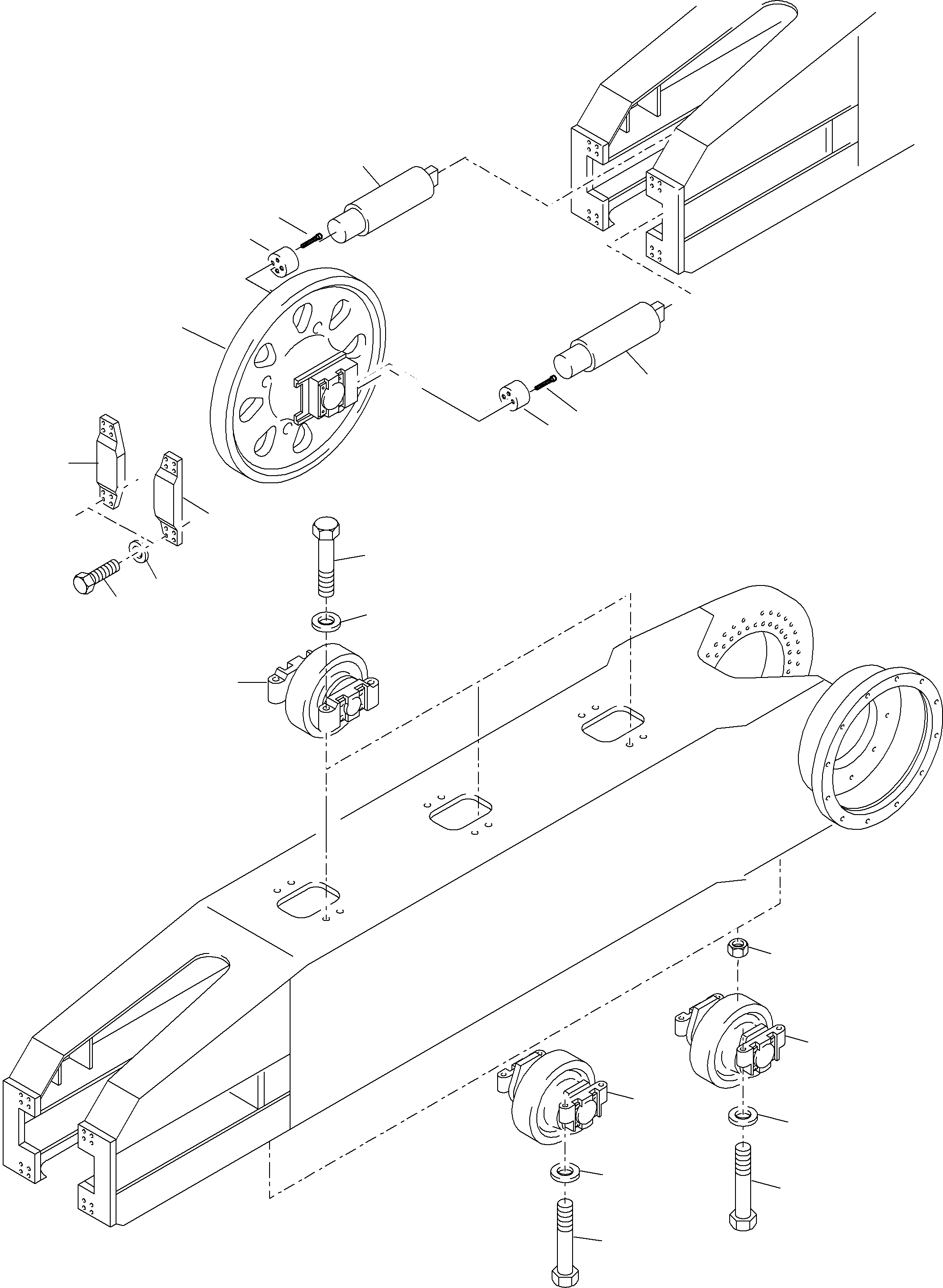 Komatsu parts book diagram for PC4000-6 S/N 08195: TRACK GROUP - IDLER SIDE RI + LE
