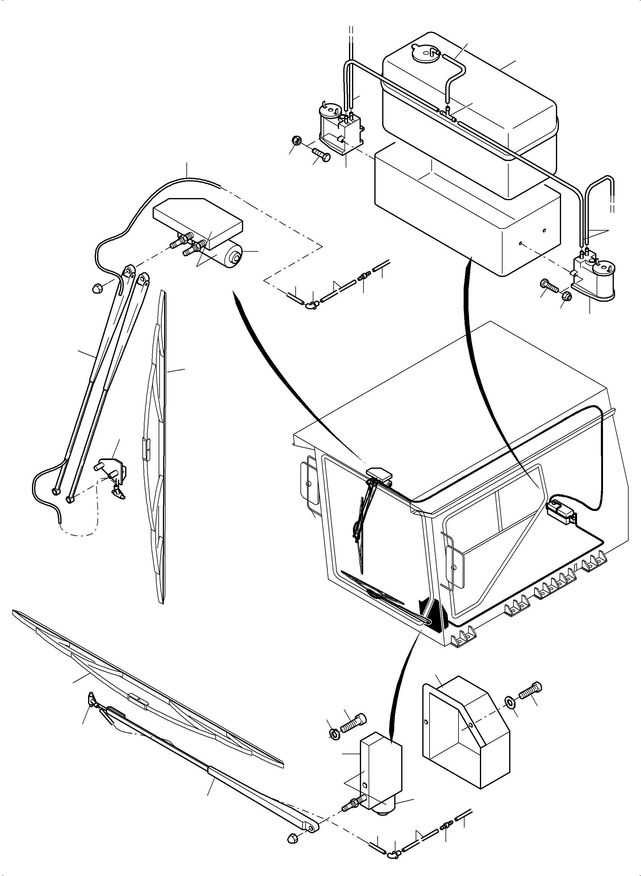 Komatsu parts book diagram for PC4000-6 S/N 08195: WINDSCREEN WASHING ASSY.