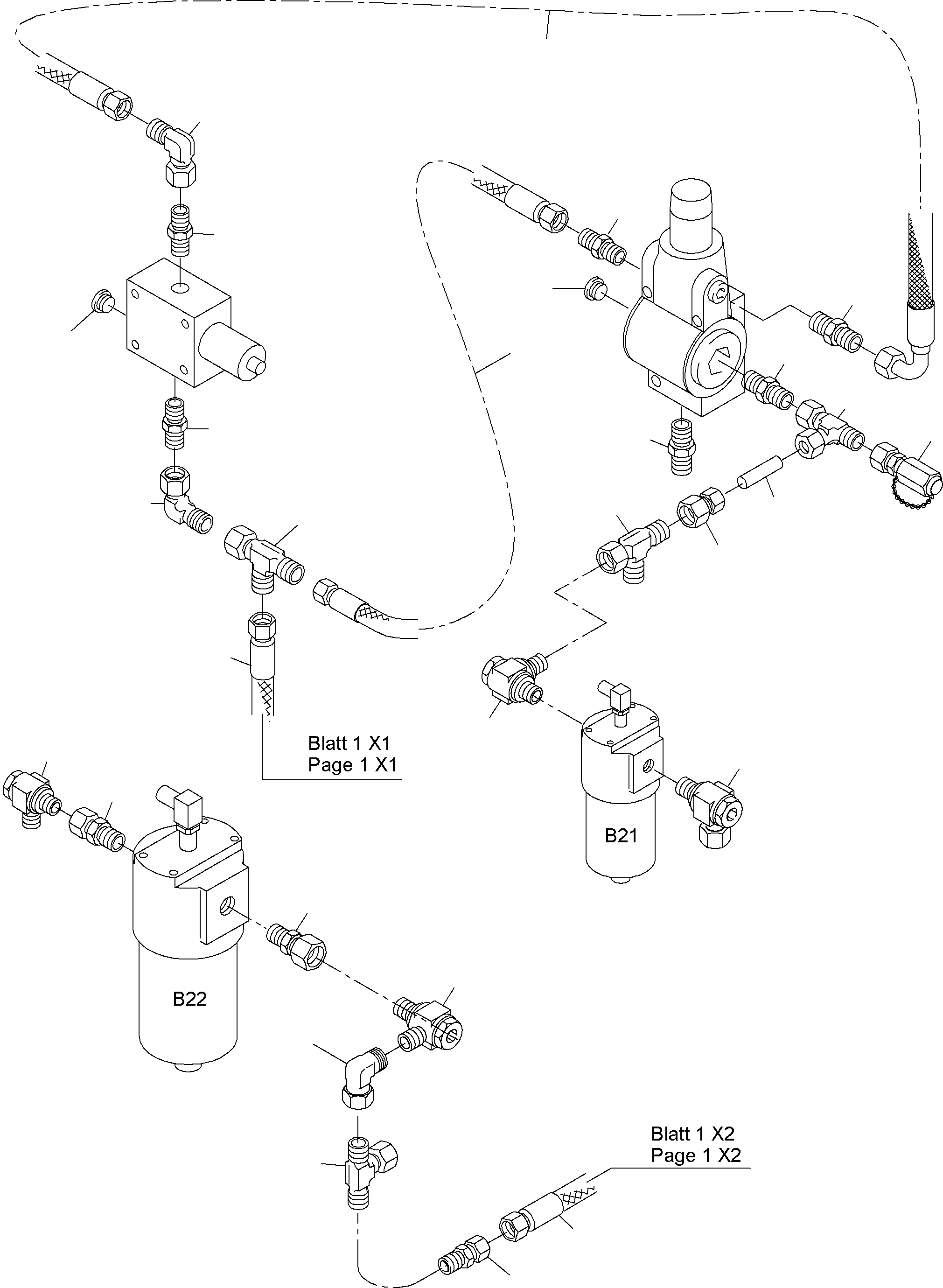 Komatsu parts book diagram for PC4000-6 S/N 08195: CONTROL- AND FILTER PLATE PIPING