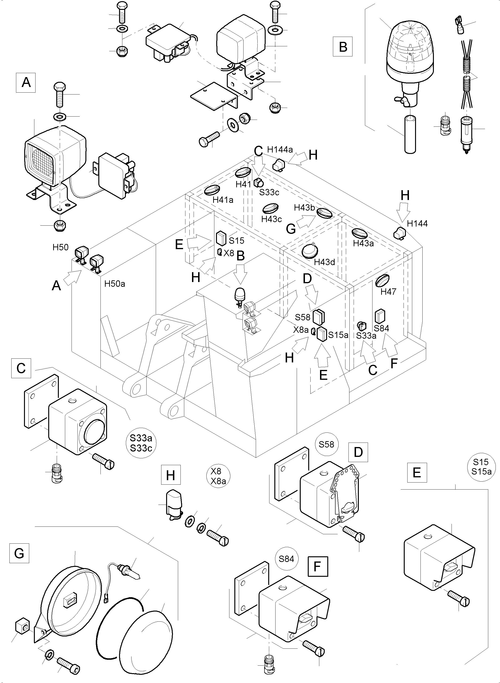 Komatsu parts book diagram for PC4000-6 S/N 08195: LIGHTING EQUIPMENT