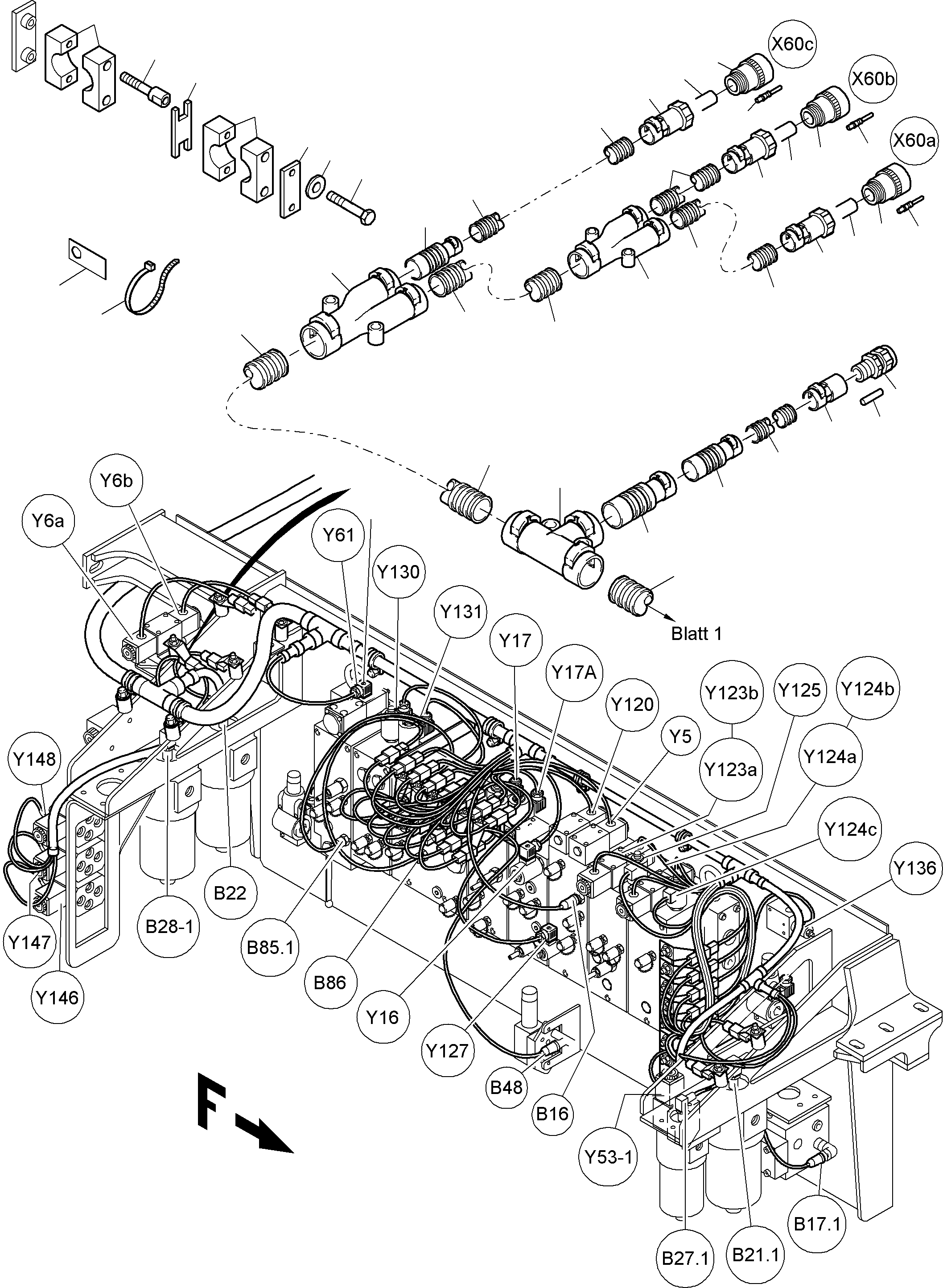 Komatsu parts book diagram for PC4000-6 S/N 08195: CABLES - CONTROL- AND FILTER PLATE