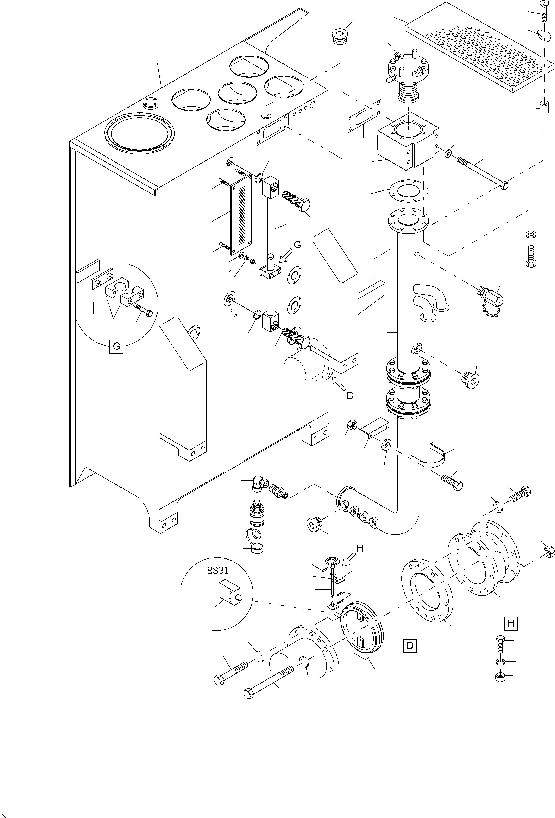 Komatsu parts book diagram for PC4000-6 S/N 08195: MAIN OIL TANK