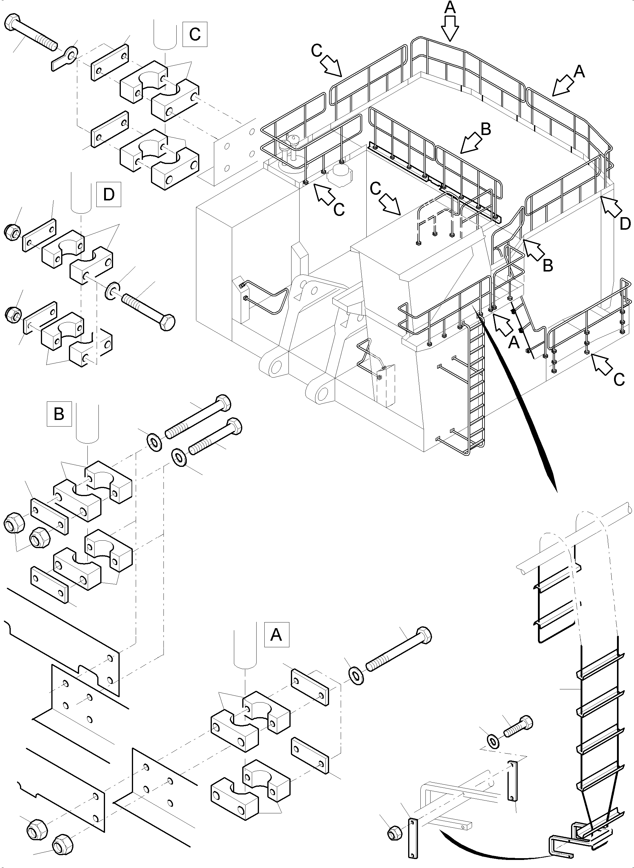 Komatsu parts book diagram for PC4000-6 S/N 08195: RAILS AND PLATFORMS