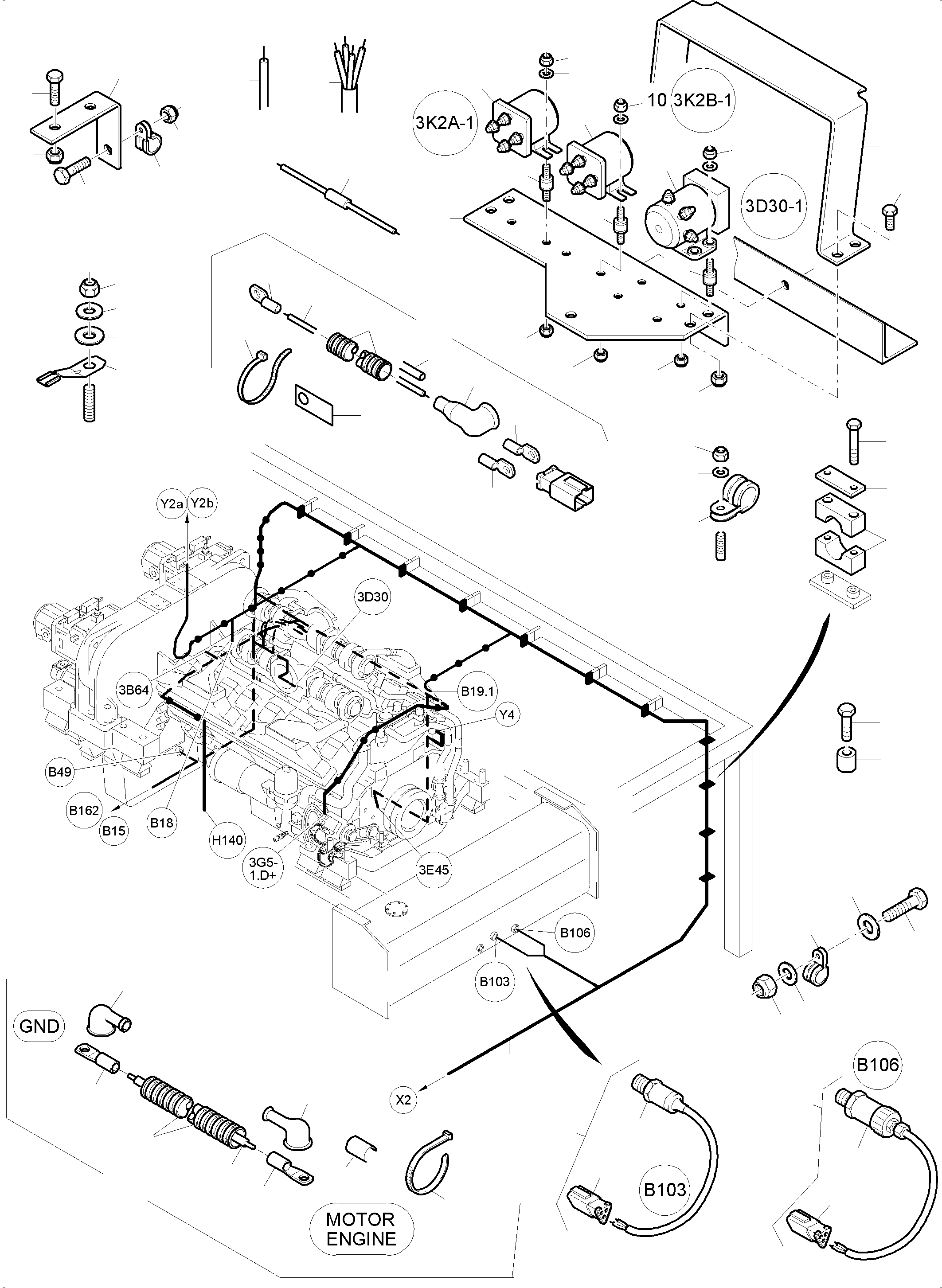 Komatsu parts book diagram for PC4000-6 S/N 08195: CABLES - ENGINE AND TRANSMITTER