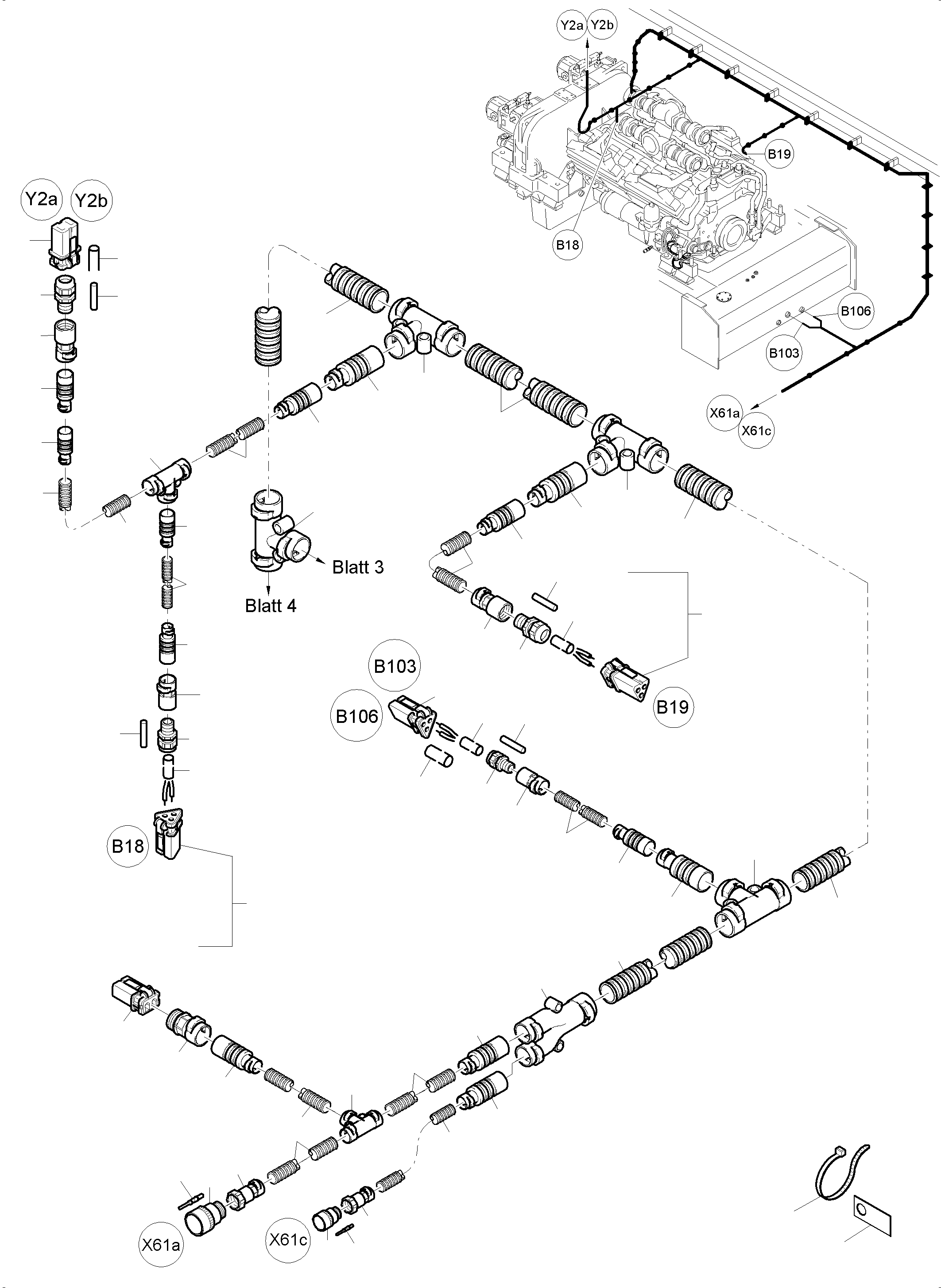 Komatsu parts book diagram for PC4000-6 S/N 08195: CABLES - ENGINE AND TRANSMITTER