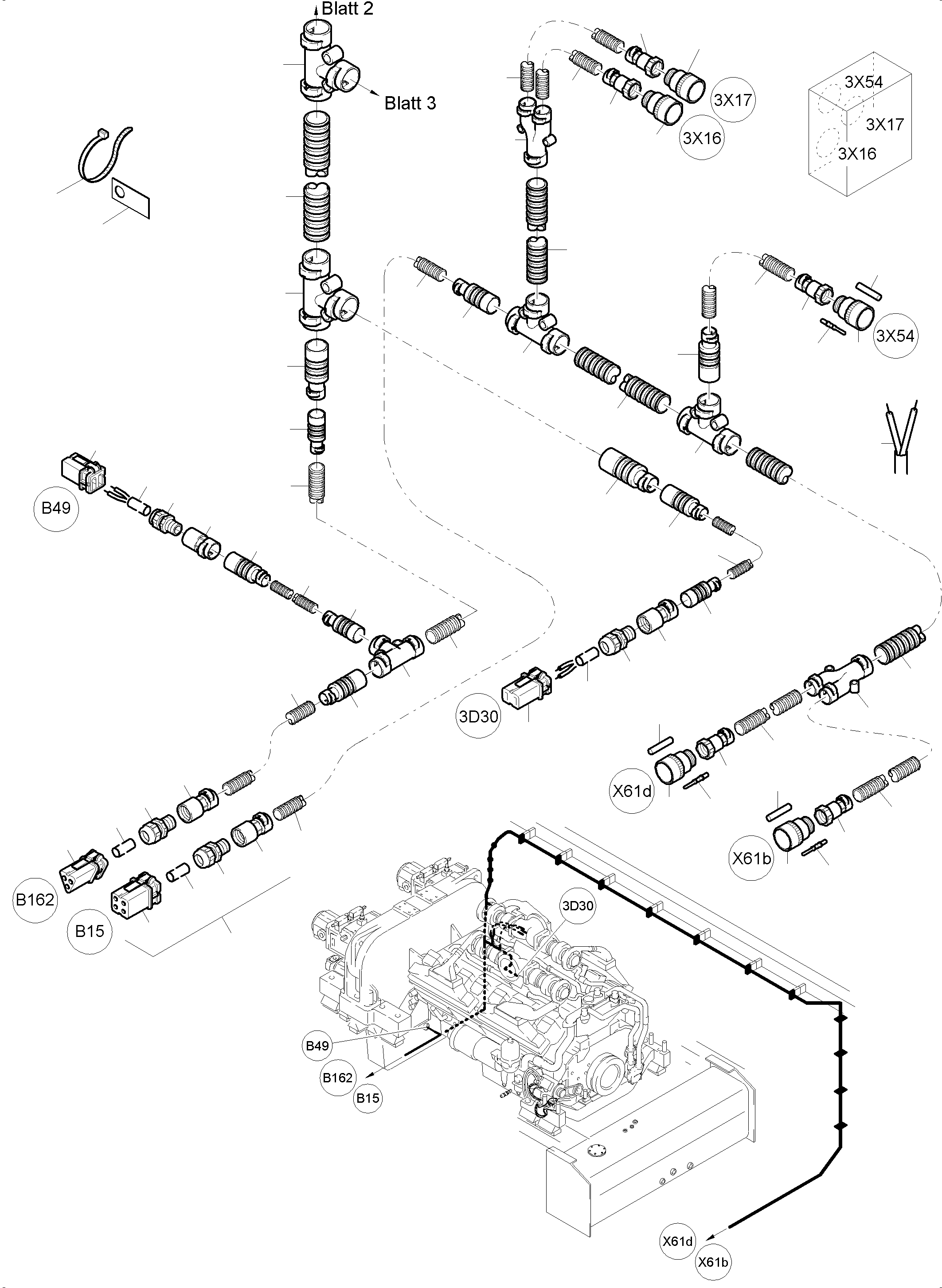 Komatsu parts book diagram for PC4000-6 S/N 08195: CABLES - ENGINE AND TRANSMITTER