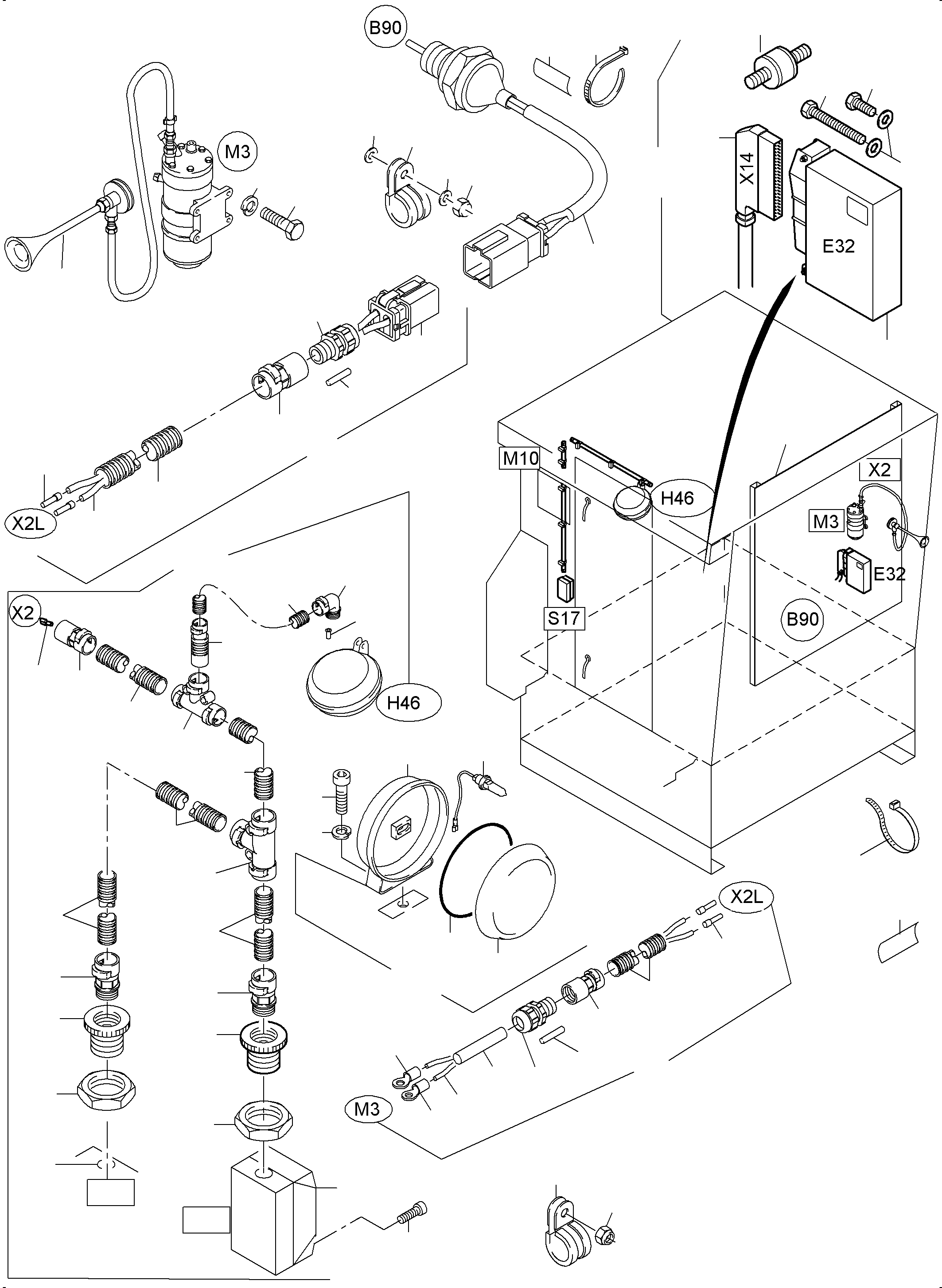 Komatsu parts book diagram for PC4000-6 S/N 08195: ELECTRIC - CAB SUPPORT