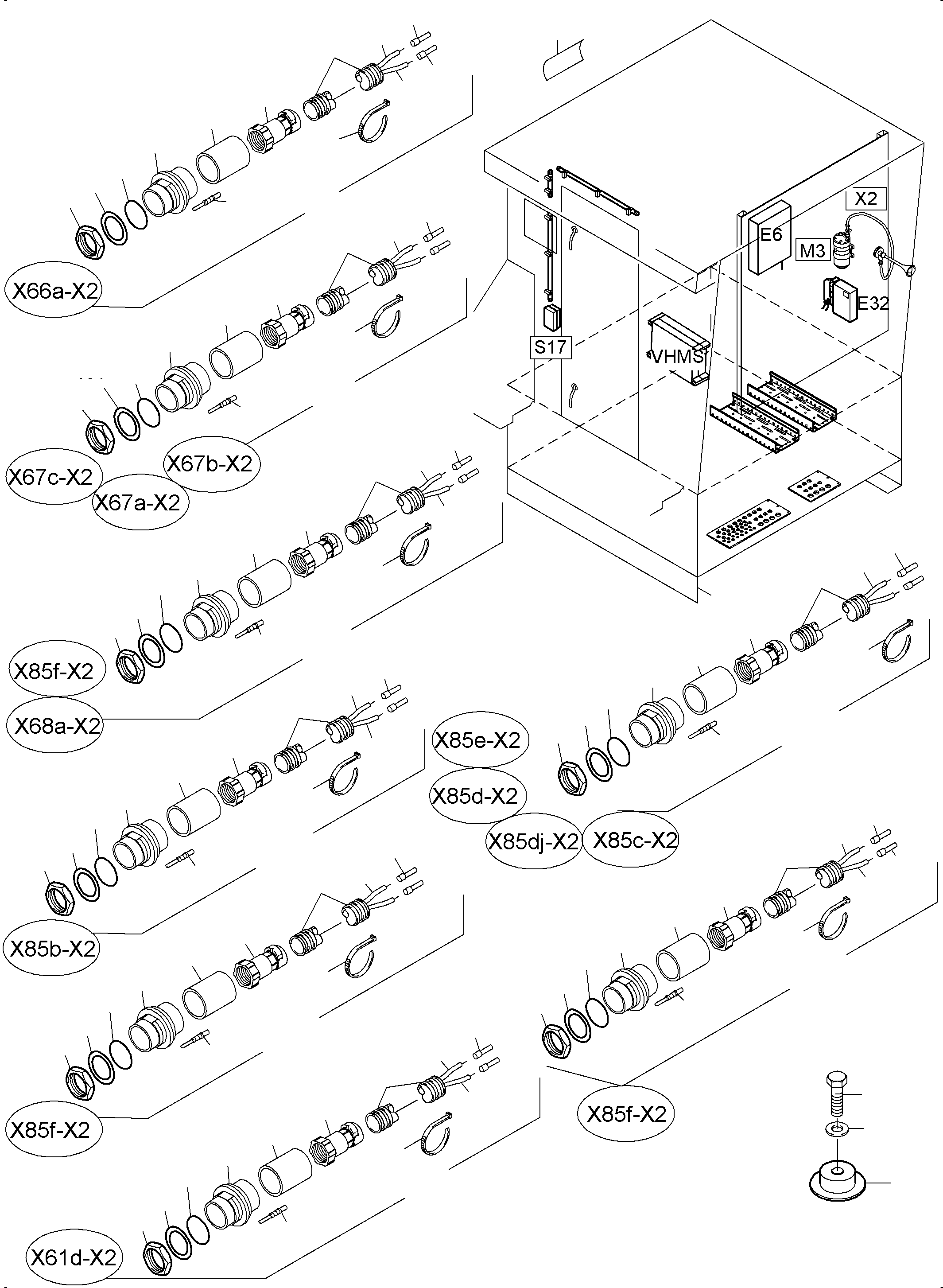 Komatsu parts book diagram for PC4000-6 S/N 08195: ELECTRIC - CAB SUPPORT